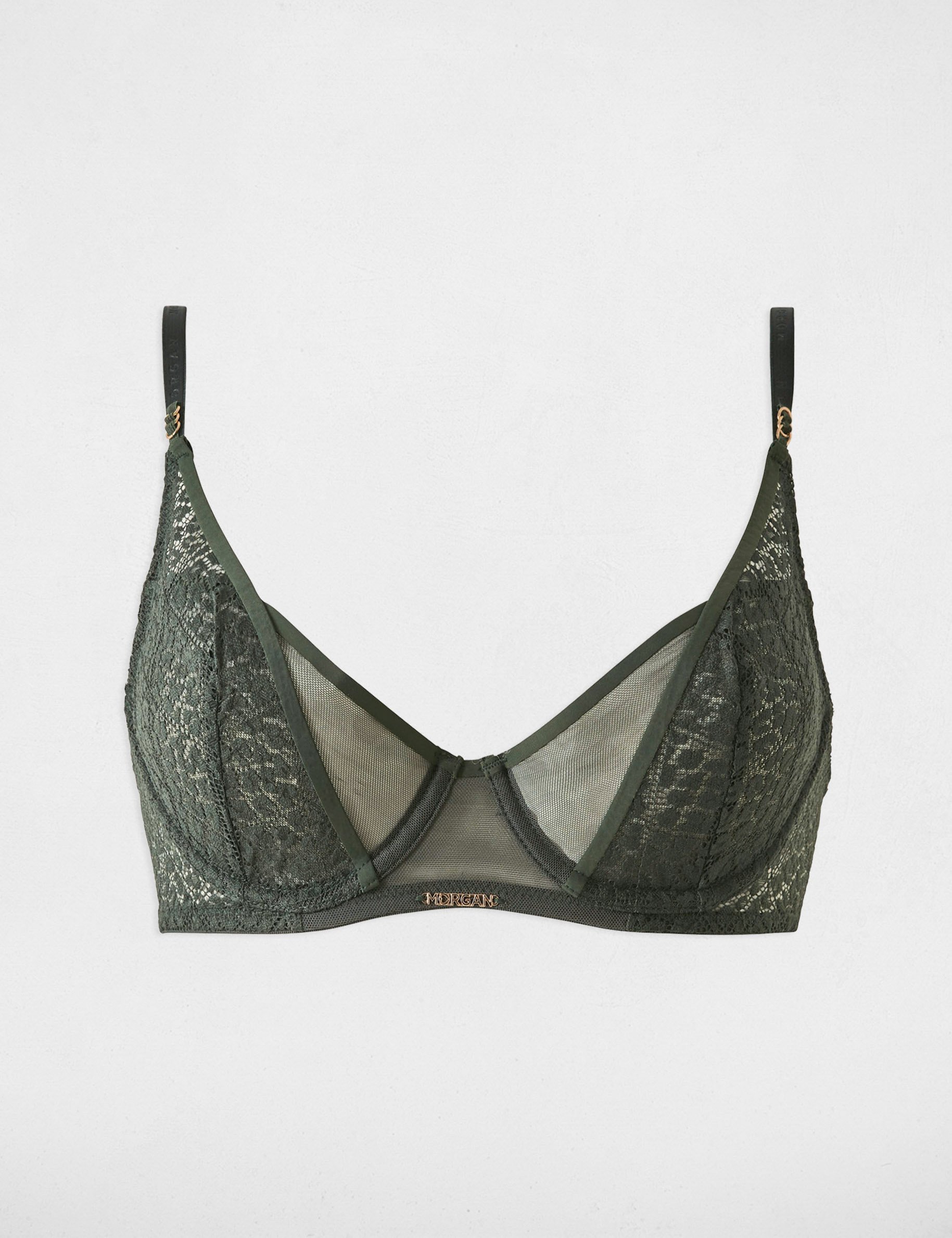 Soutien-gorge à armatures vert kaki femme