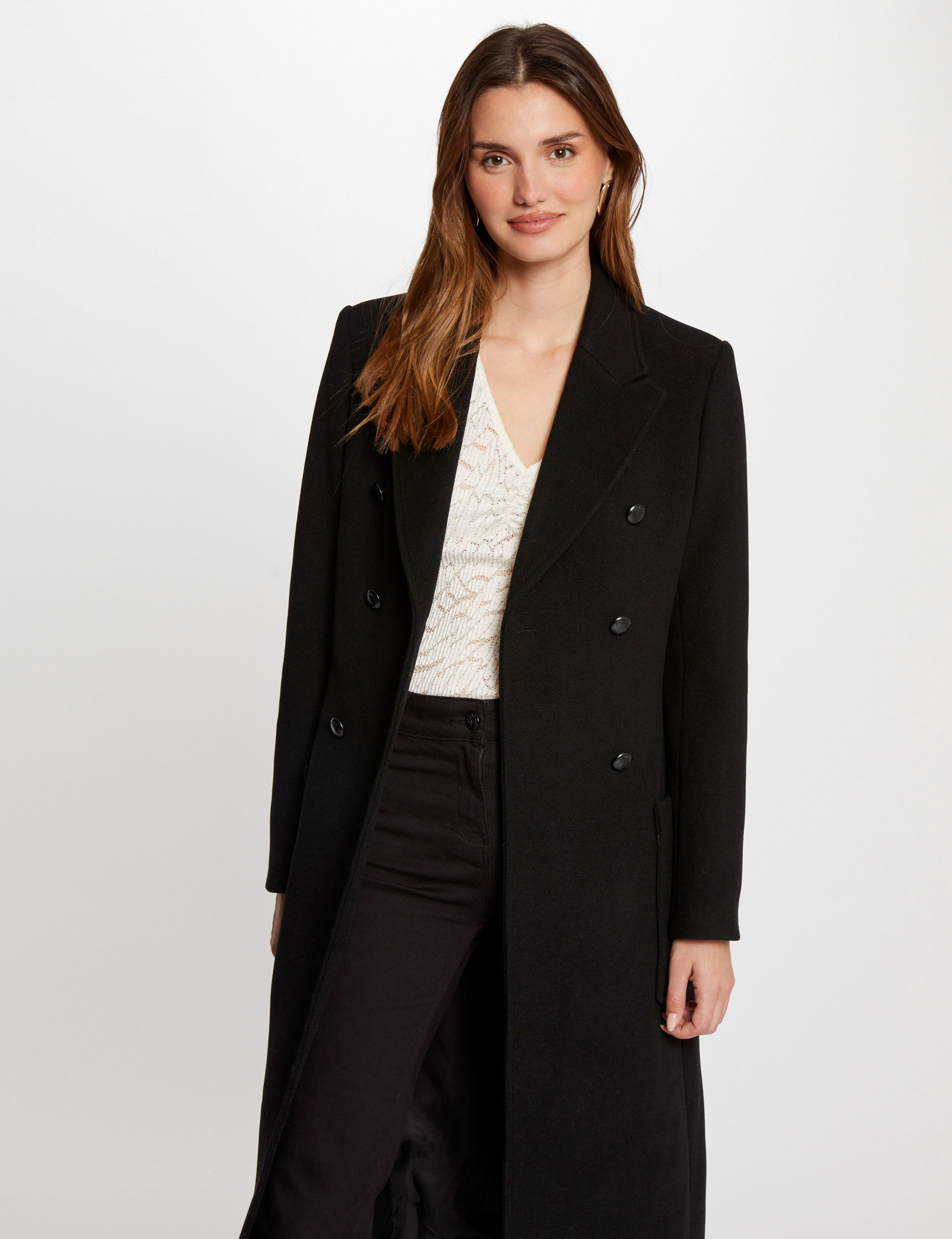 Manteau droit long femme best sale