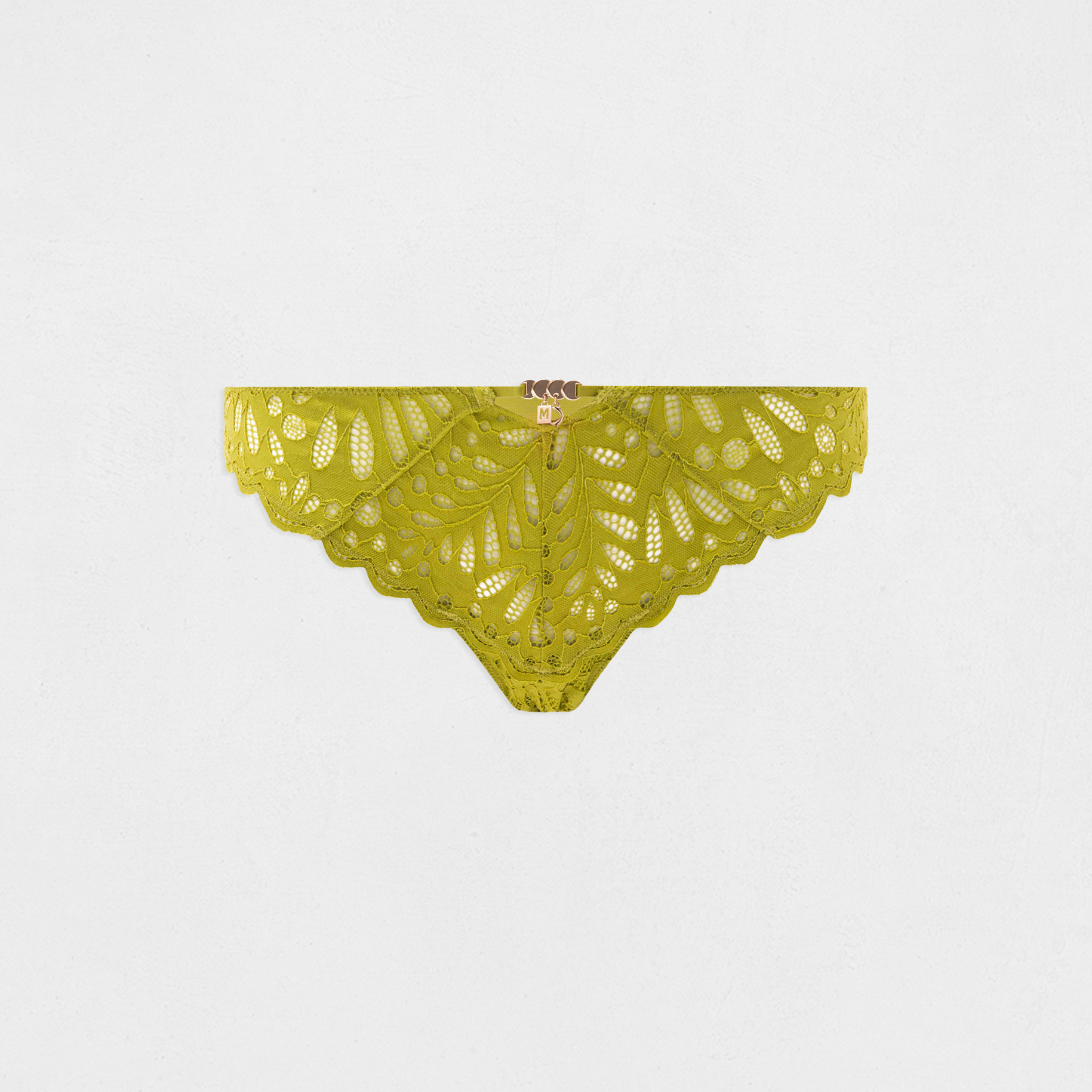 Slip en dentelle vert femme