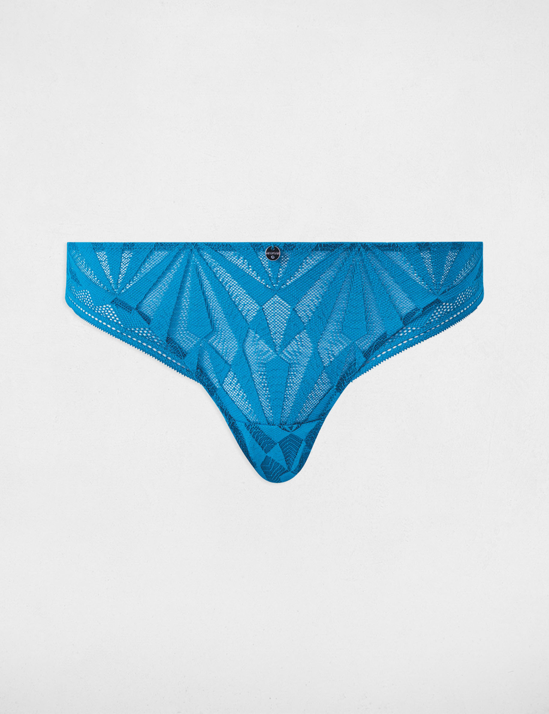 Tanga en dentelle bleu femme