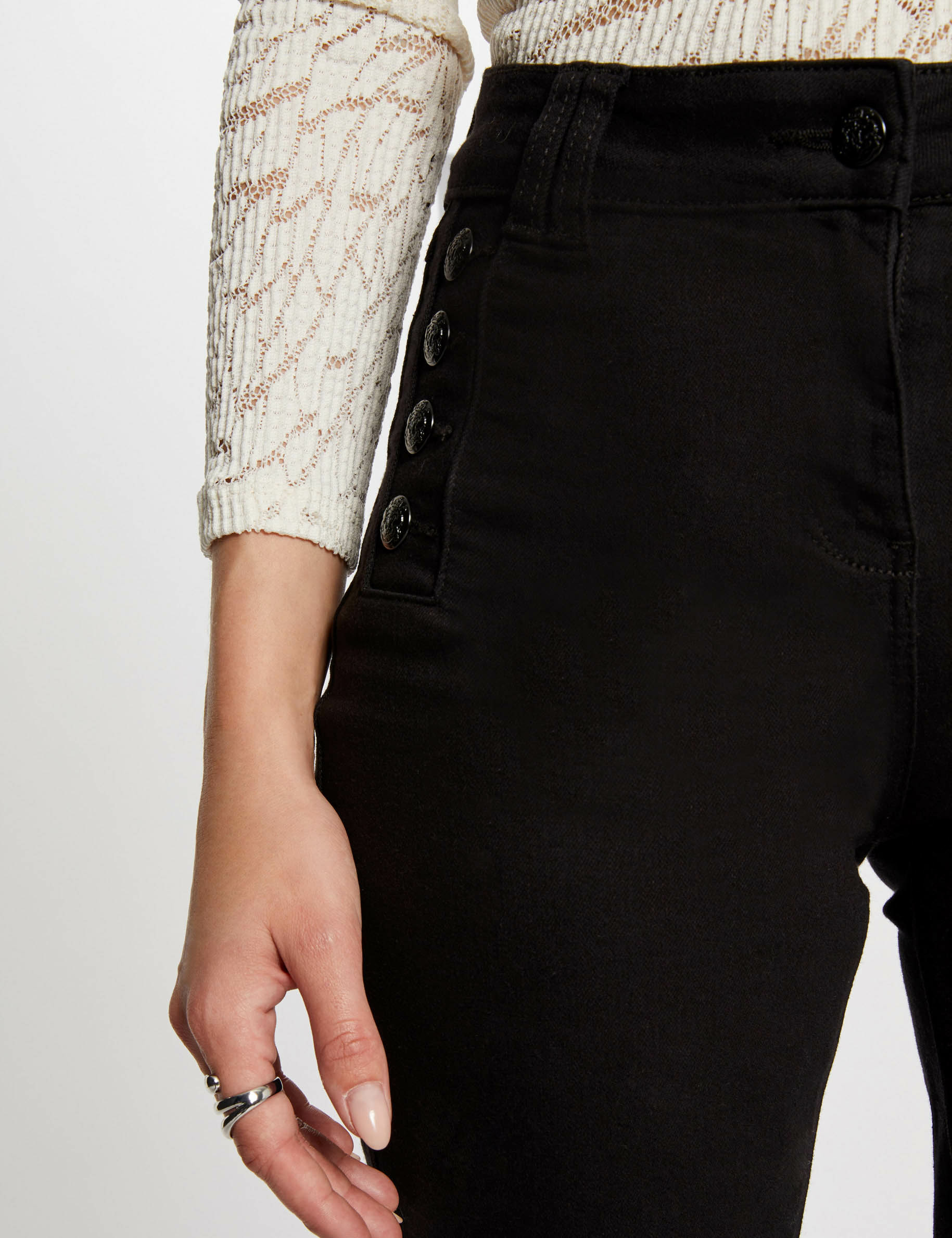 Flare jeans met hoge taille zwart vrouw