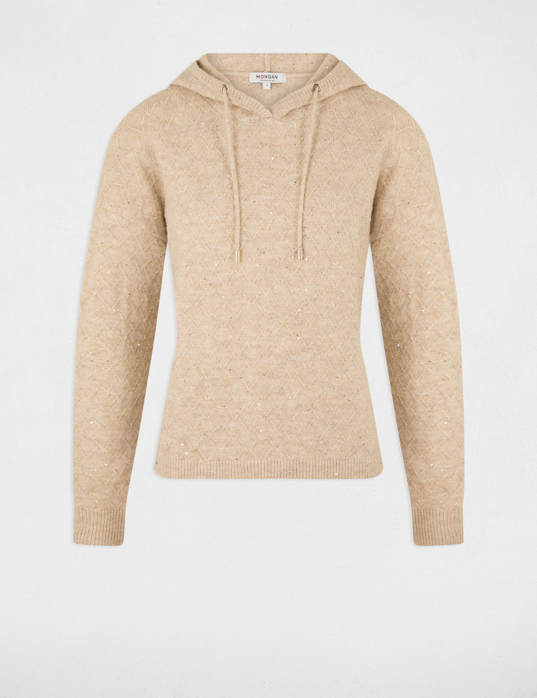 Trui met capuchon beige vrouw