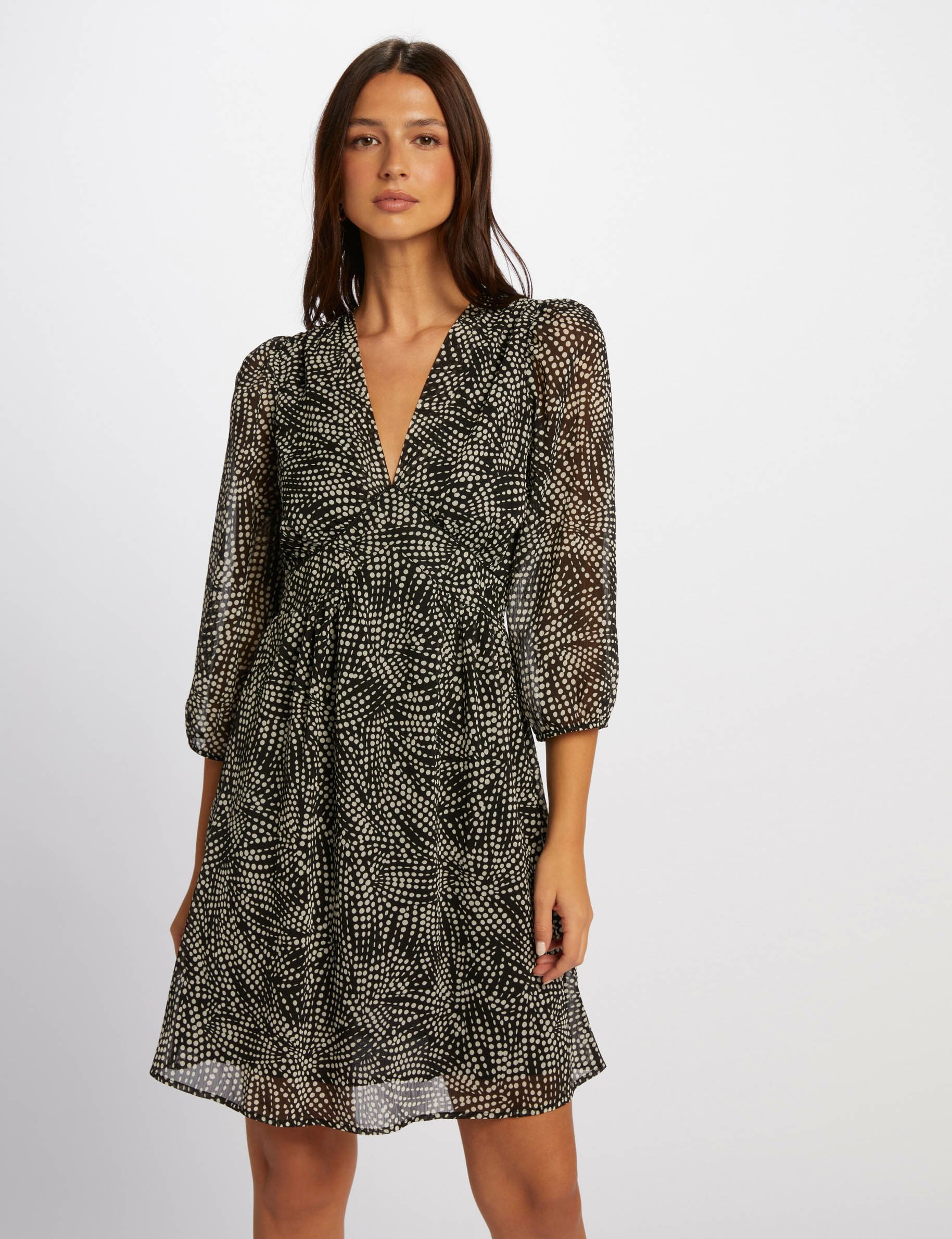 Robe courte cintrée imprimée multico femme