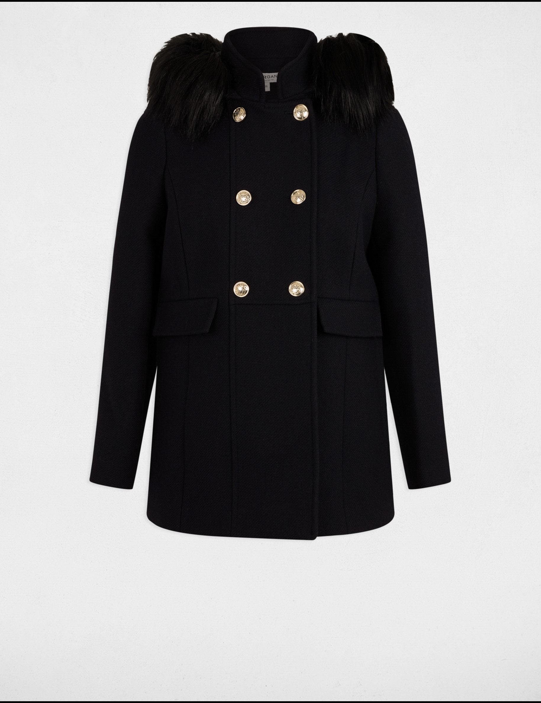 Manteau double boutonnage marine femme