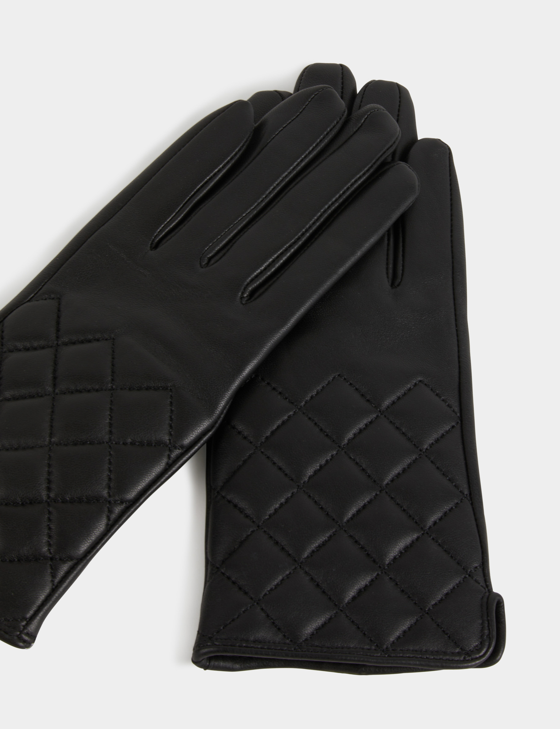 Gants en cuir matelassés noir femme