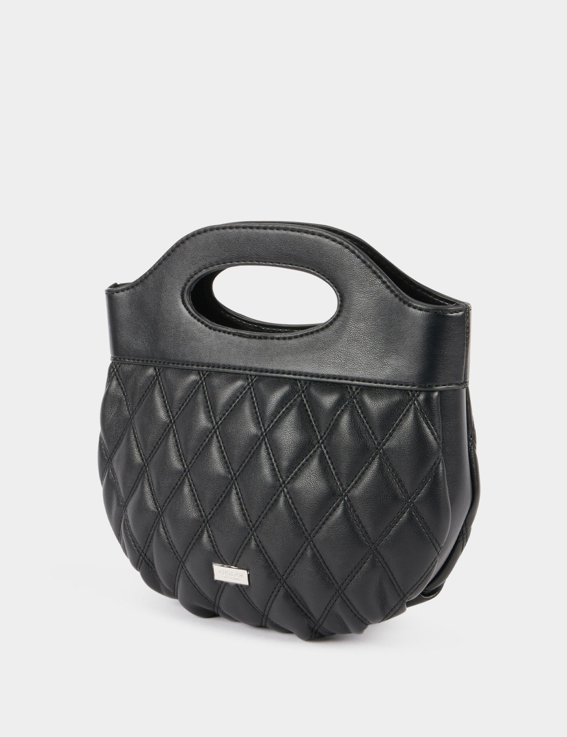 Sac arrondi matelassé oeillets noir femme