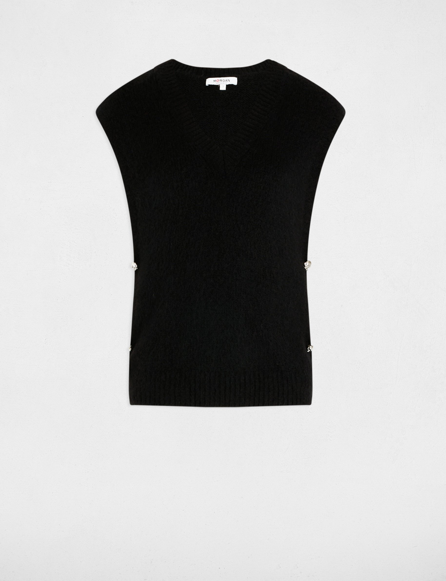 Pull sans manches noir femme