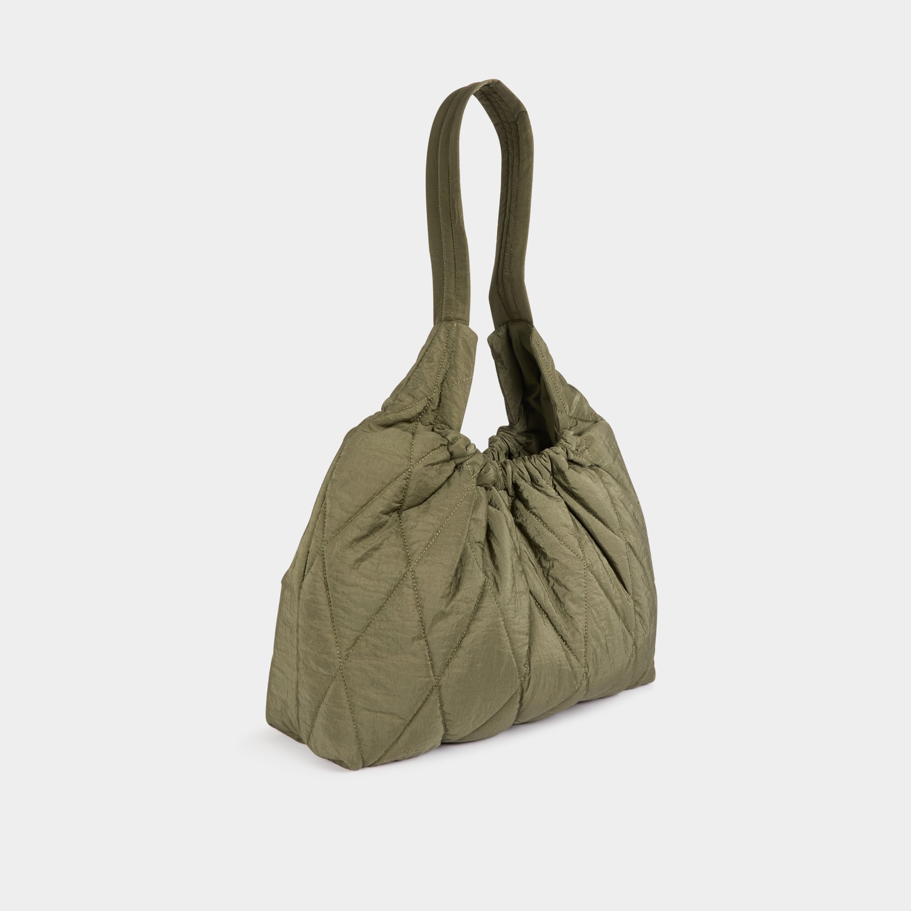 Sac matelassé porté-épaule vert kaki femme