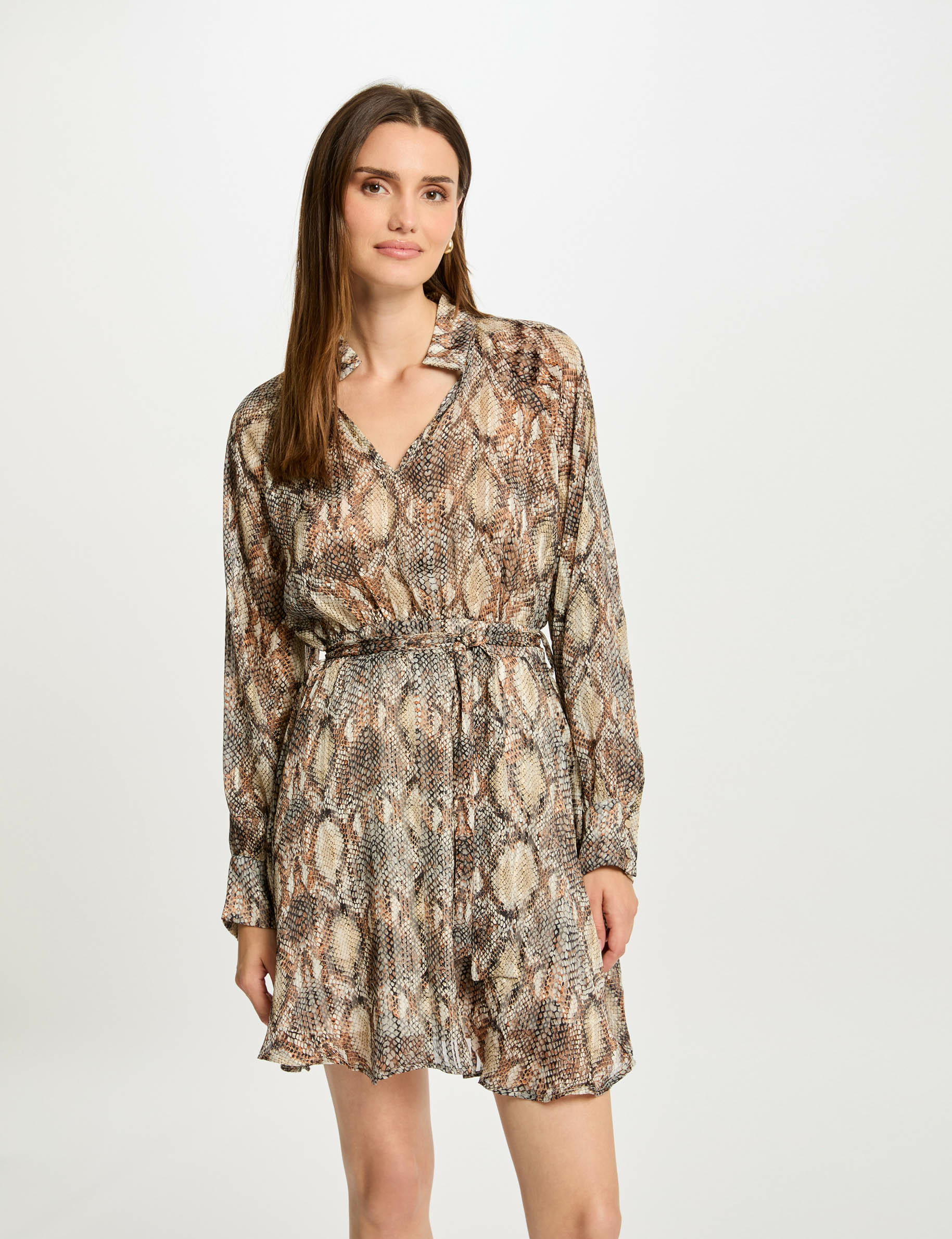 Robe courte évasée imprimée multico femme