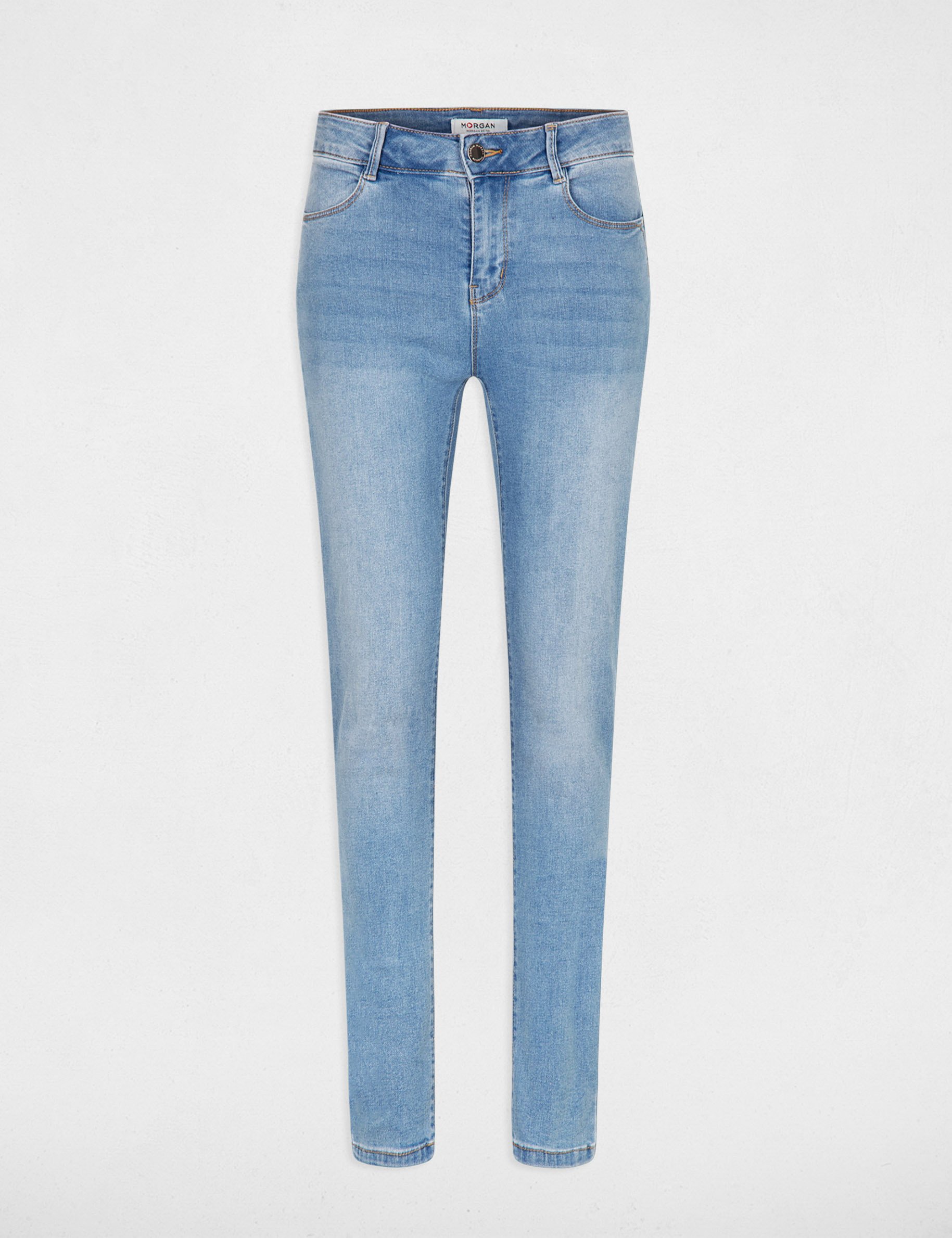 Jeans slim taille standard denim bleach femme