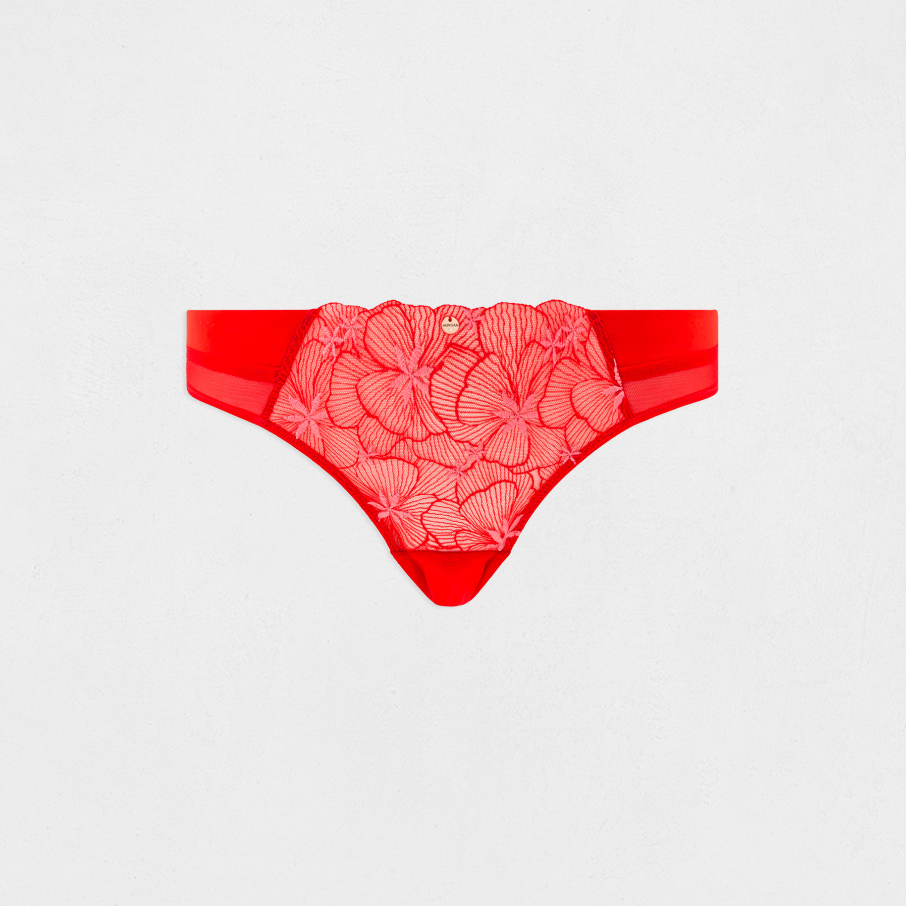 Slip en dentelle rouge femme