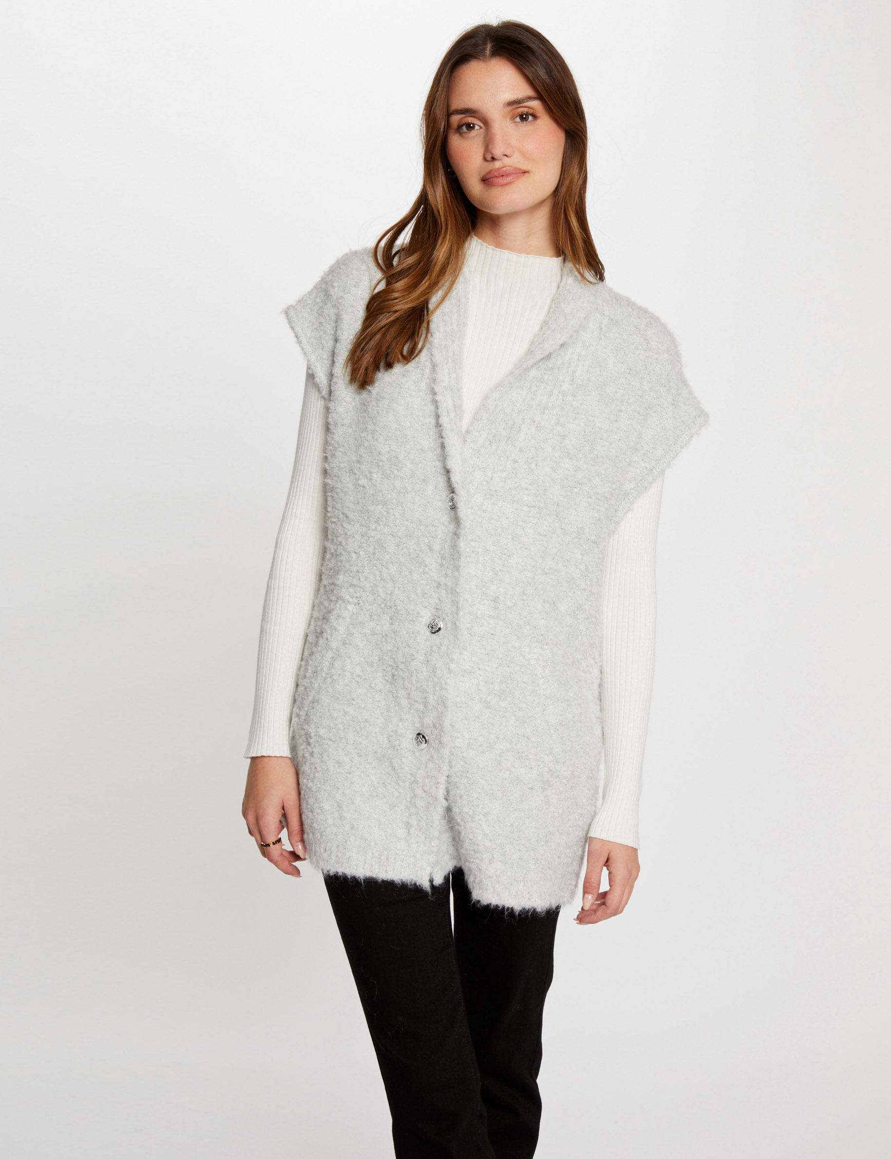 Gilet manches courtes gris moyen femme