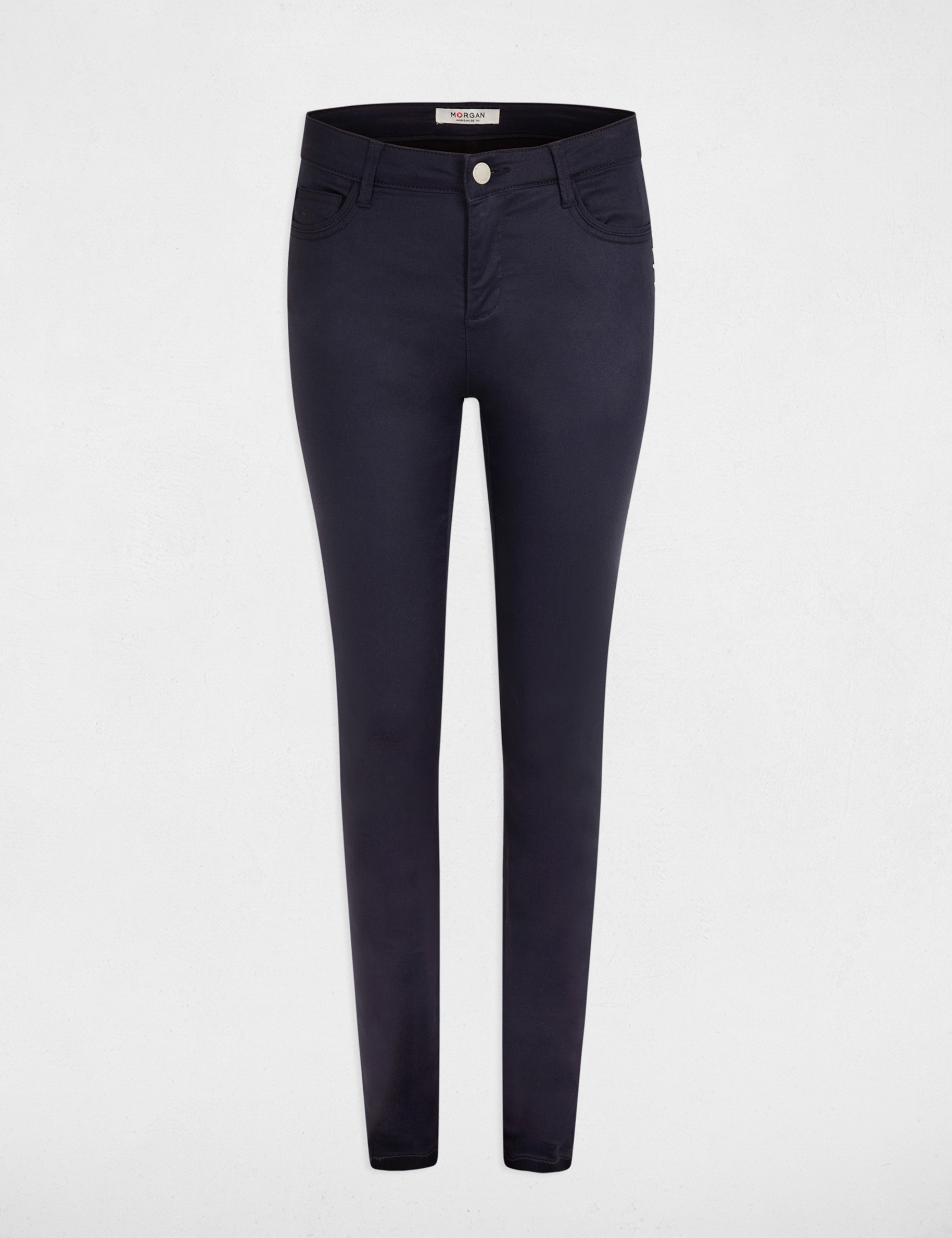 Pantalon skinny enduit marine femme