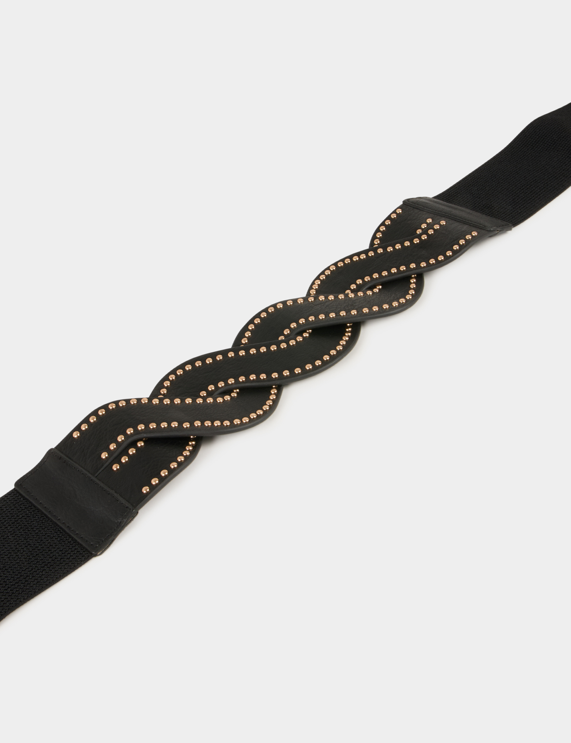 Ceinture élastiquée à clous noir femme