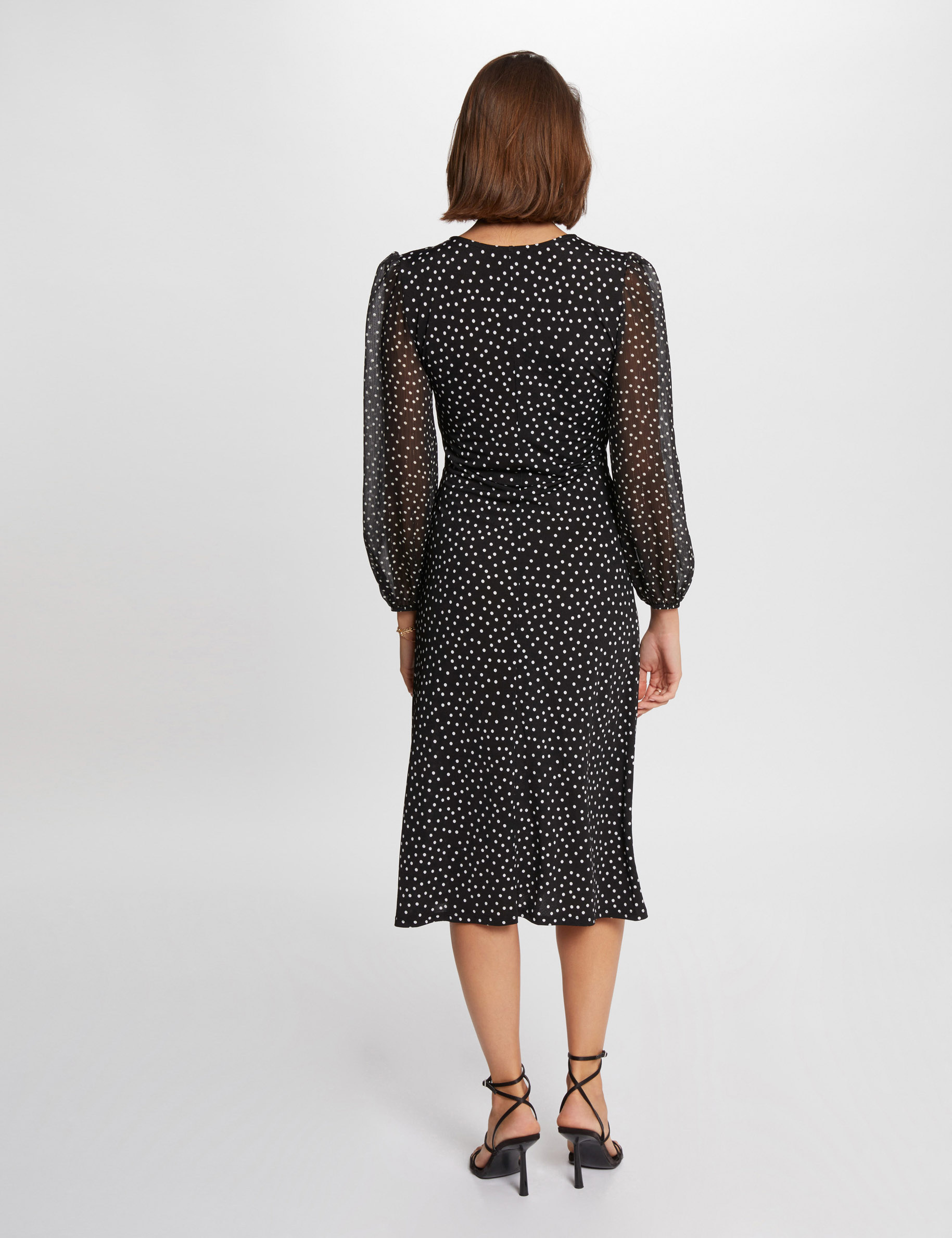 Robe cintrée fluide à pois multico femme