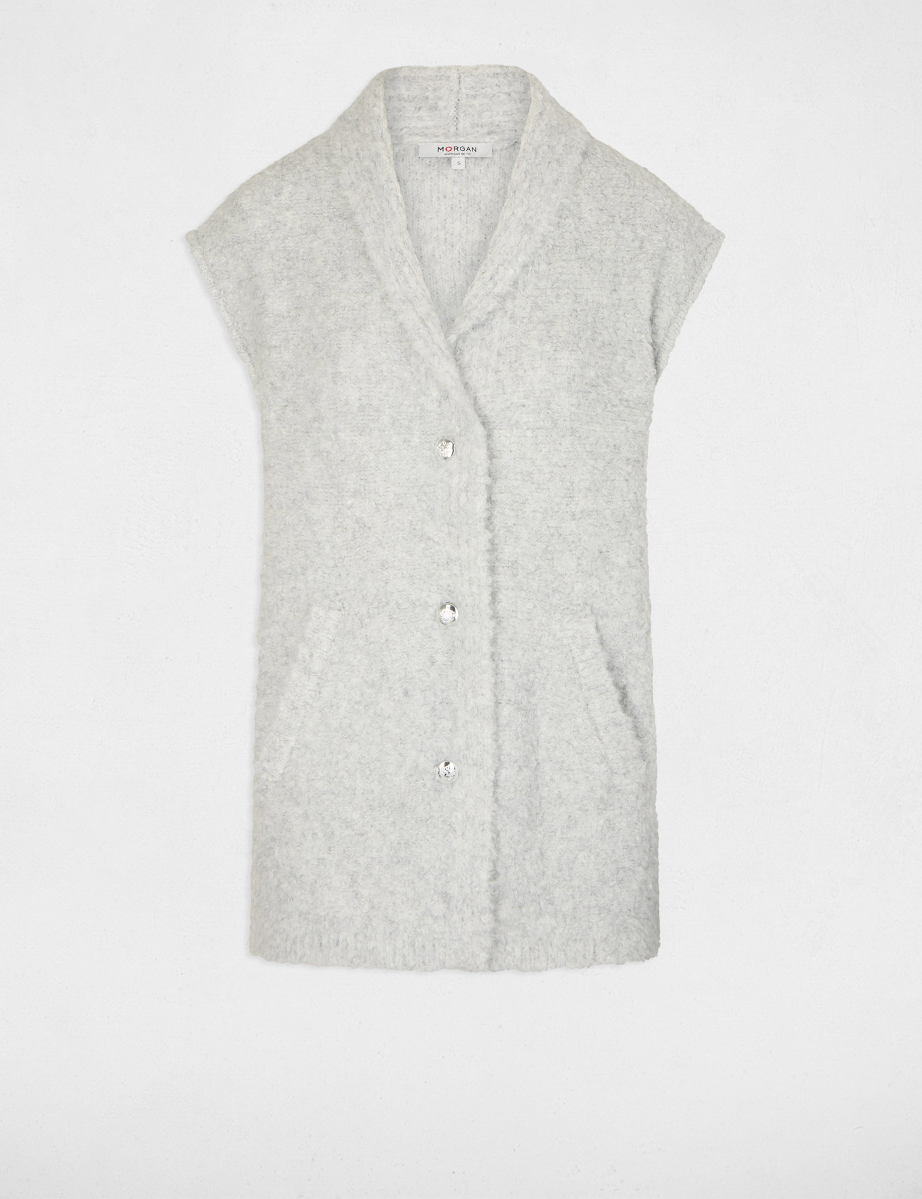 Gilet manches courtes gris moyen femme