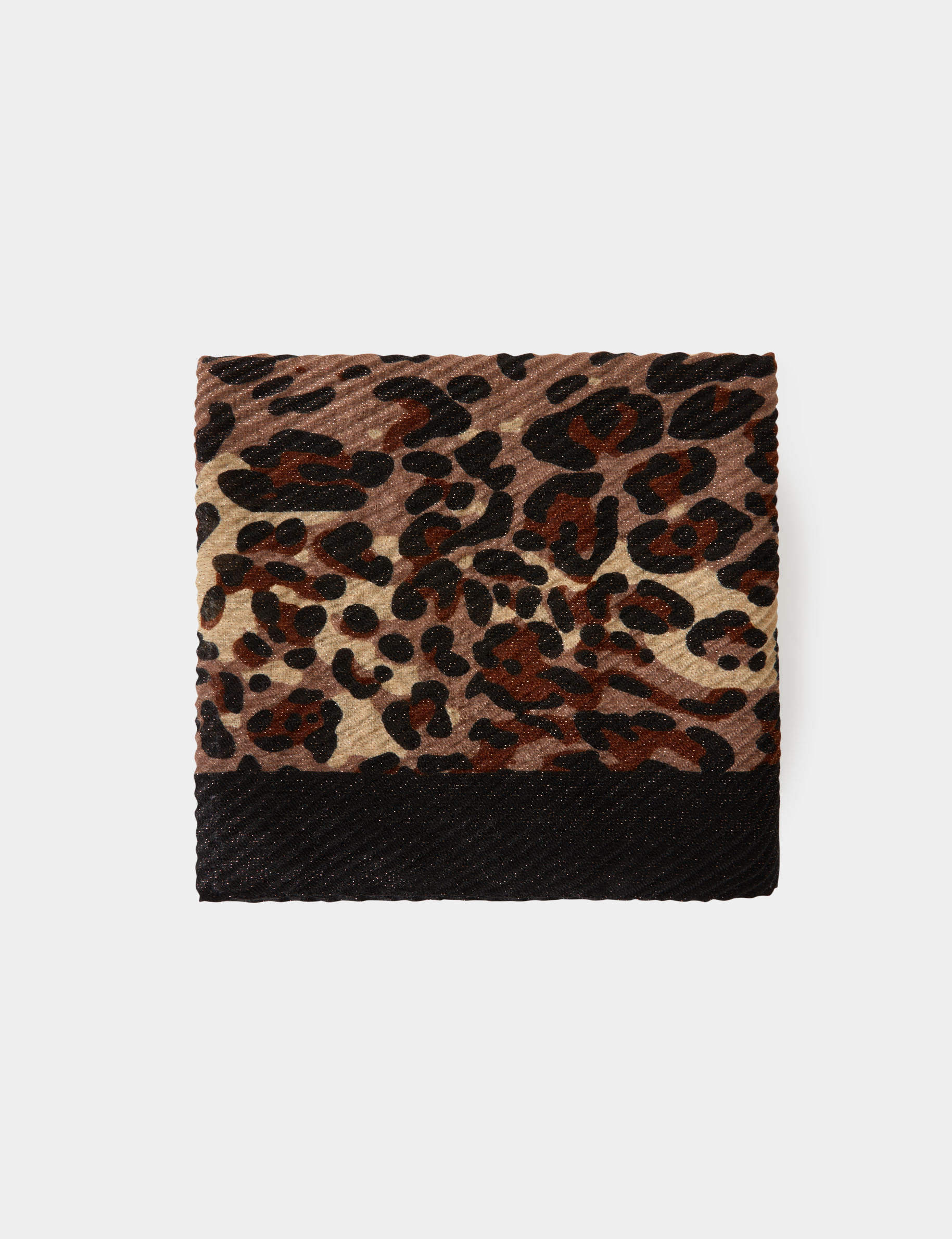 Foulard plissé imprimé léopard marron femme