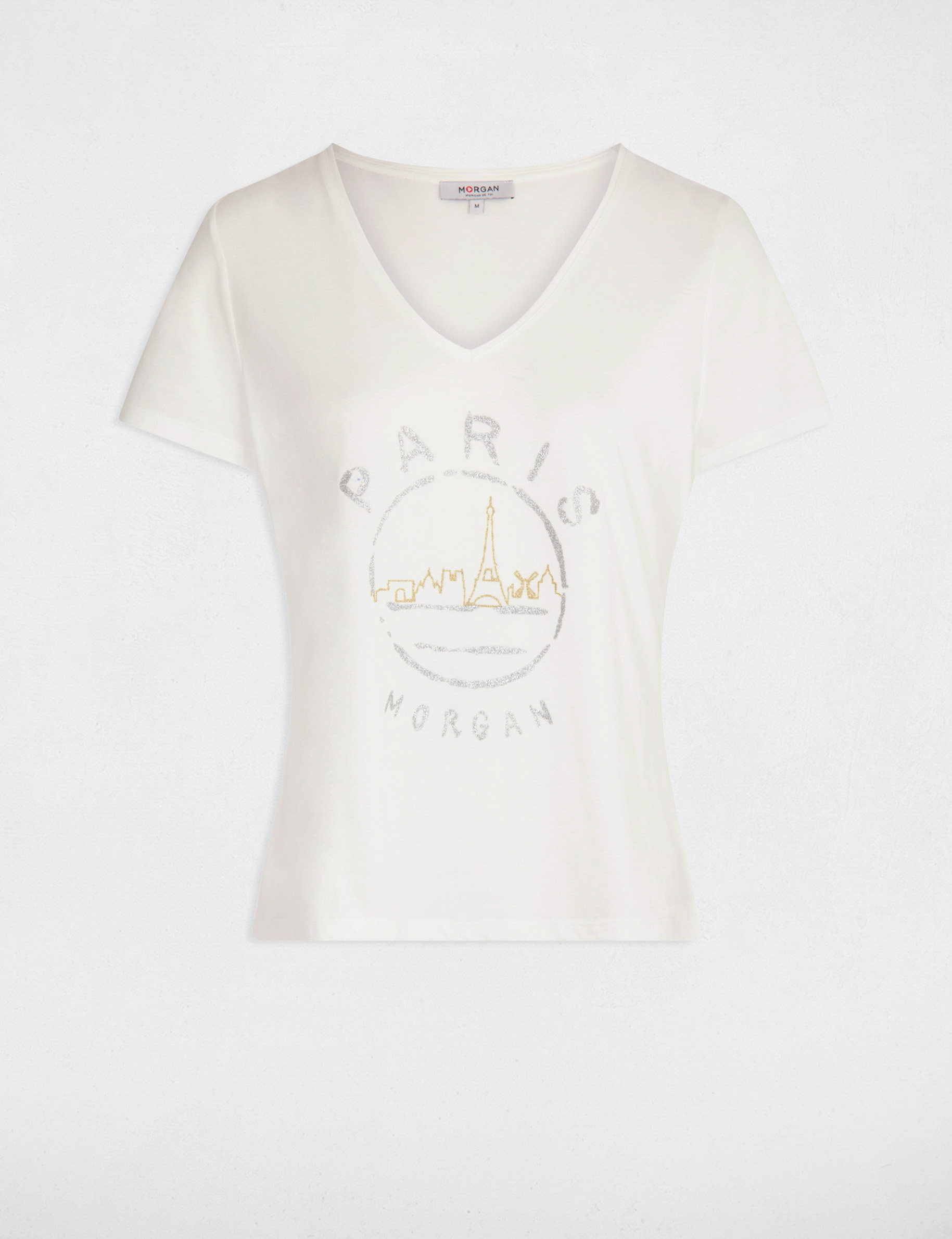 T-shirt met opschrift ecru vrouw