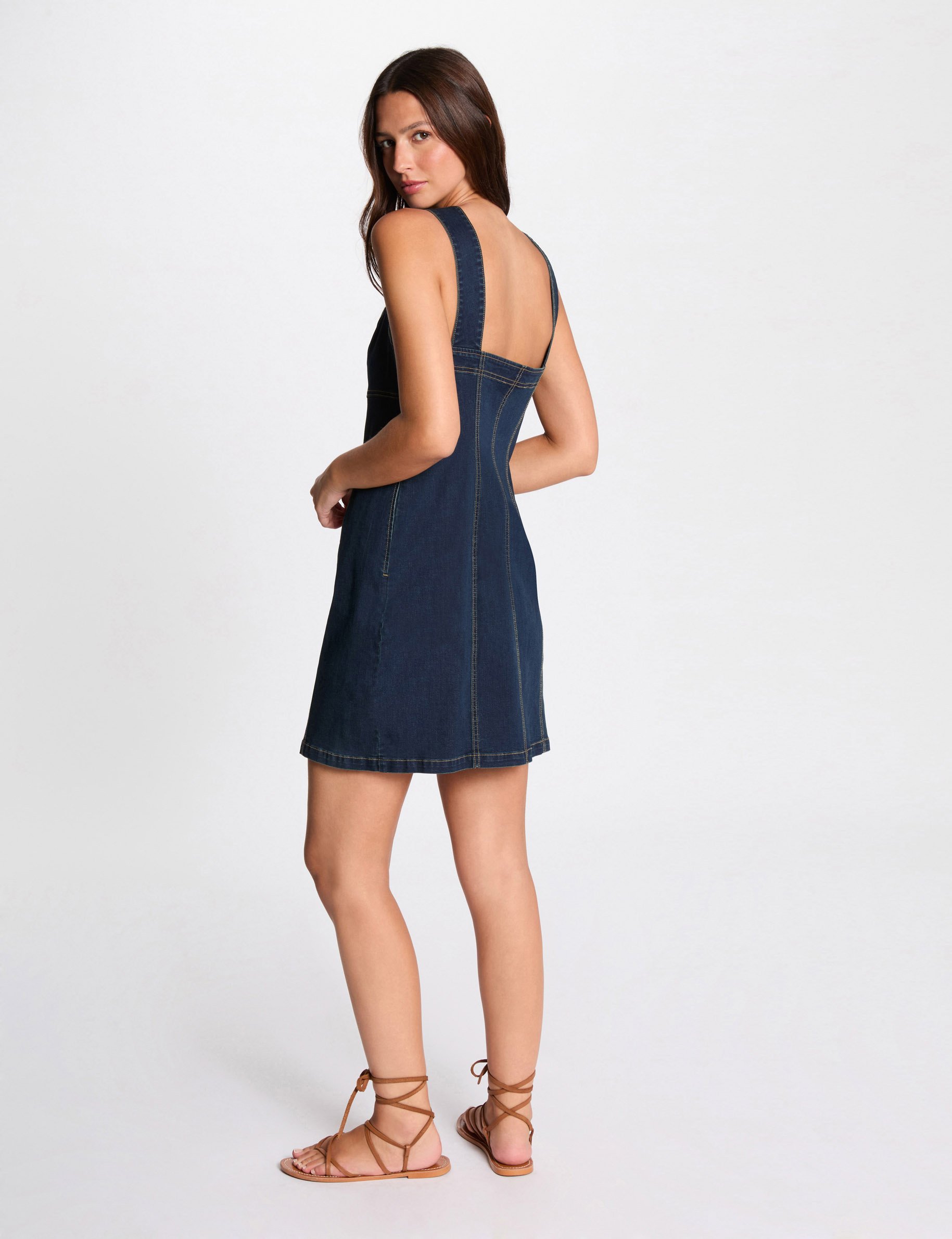 Robe courte droite en jean jean brut femme