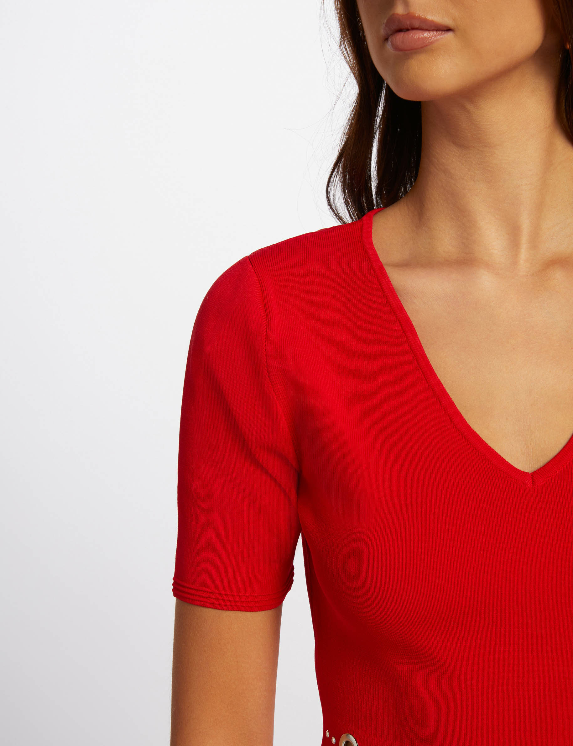 Robe tricot courte trapèze rouge femme