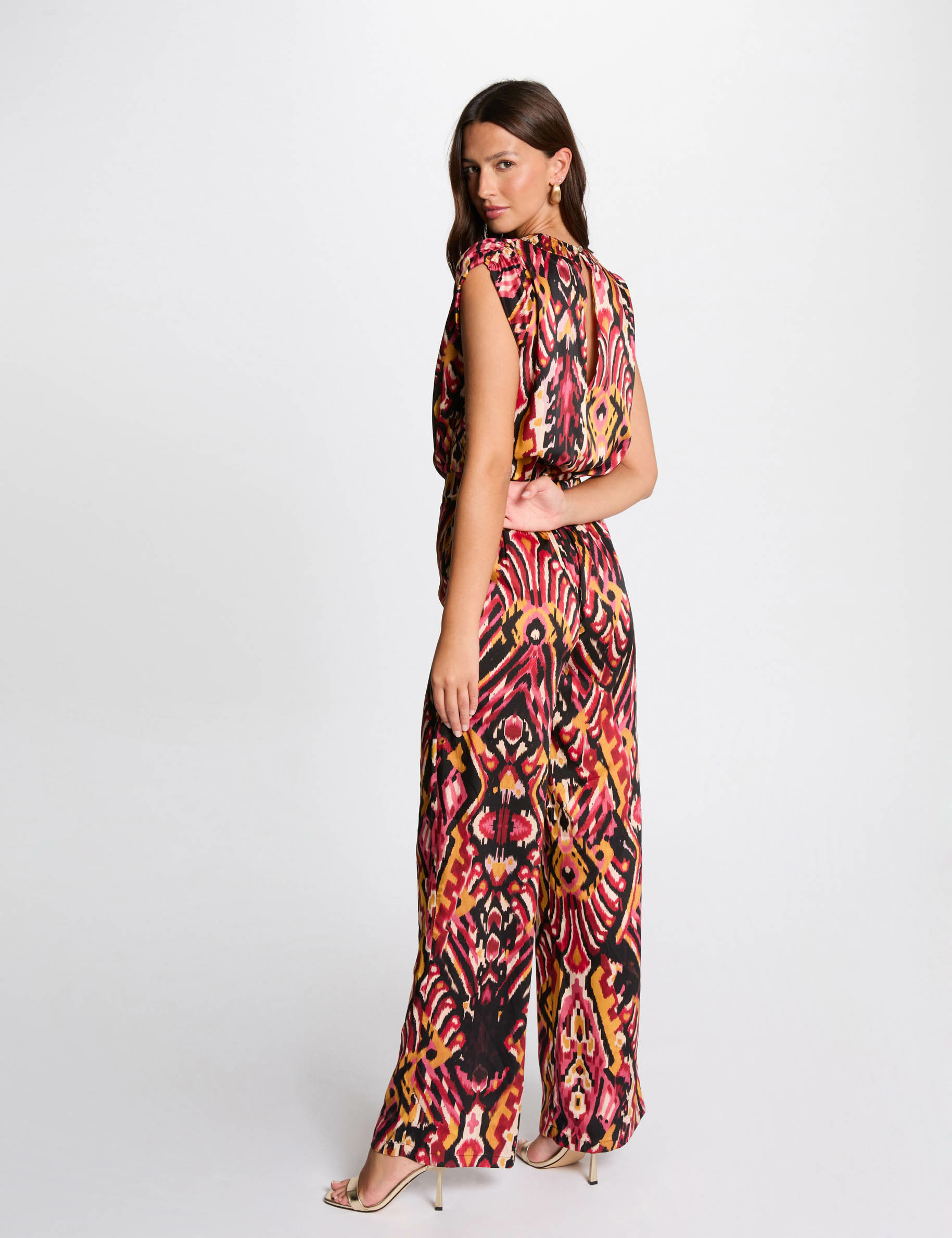 Lange jumpsuit met print meerkleurig vrouw