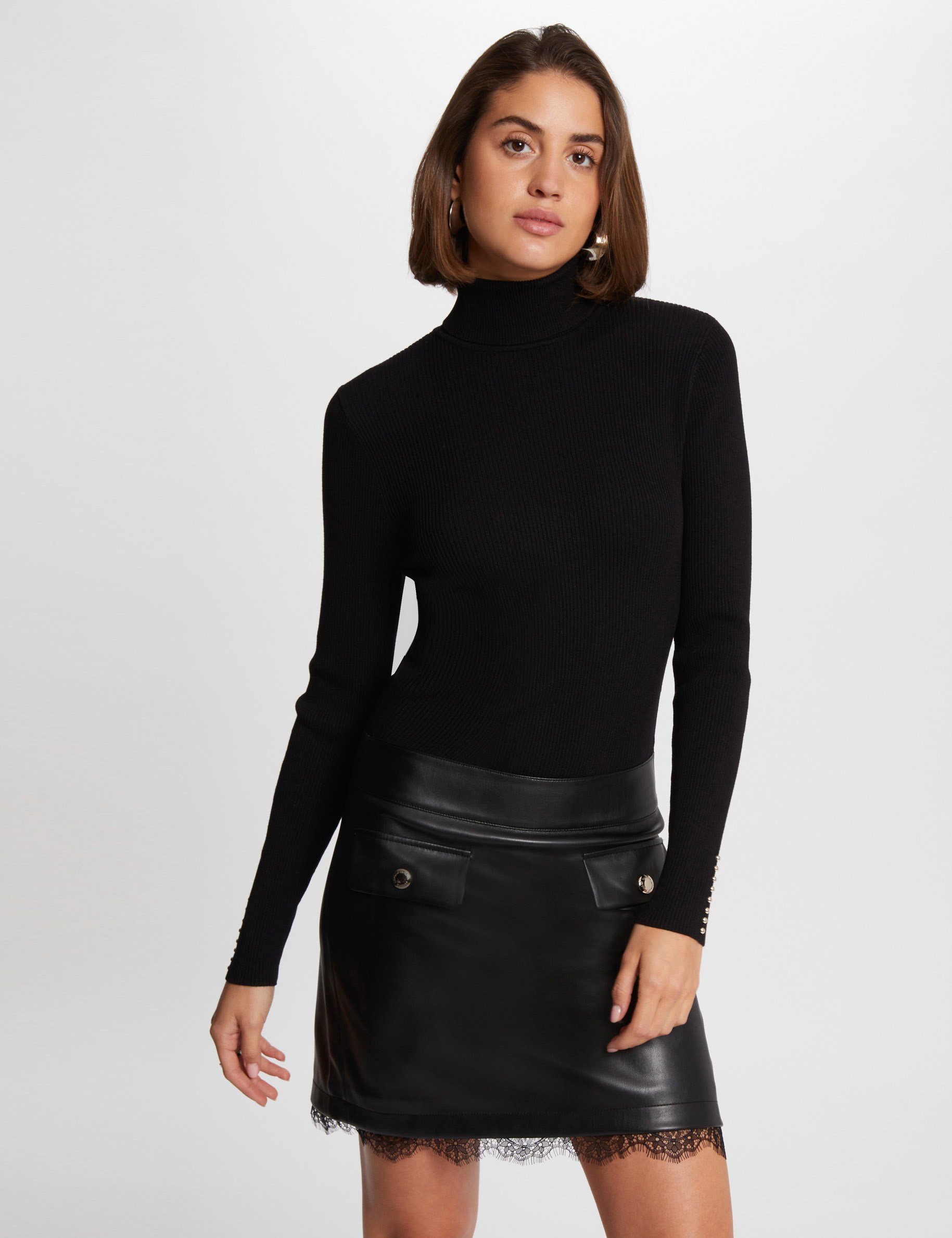 Robe courte cintrée 2-en-1 noir femme