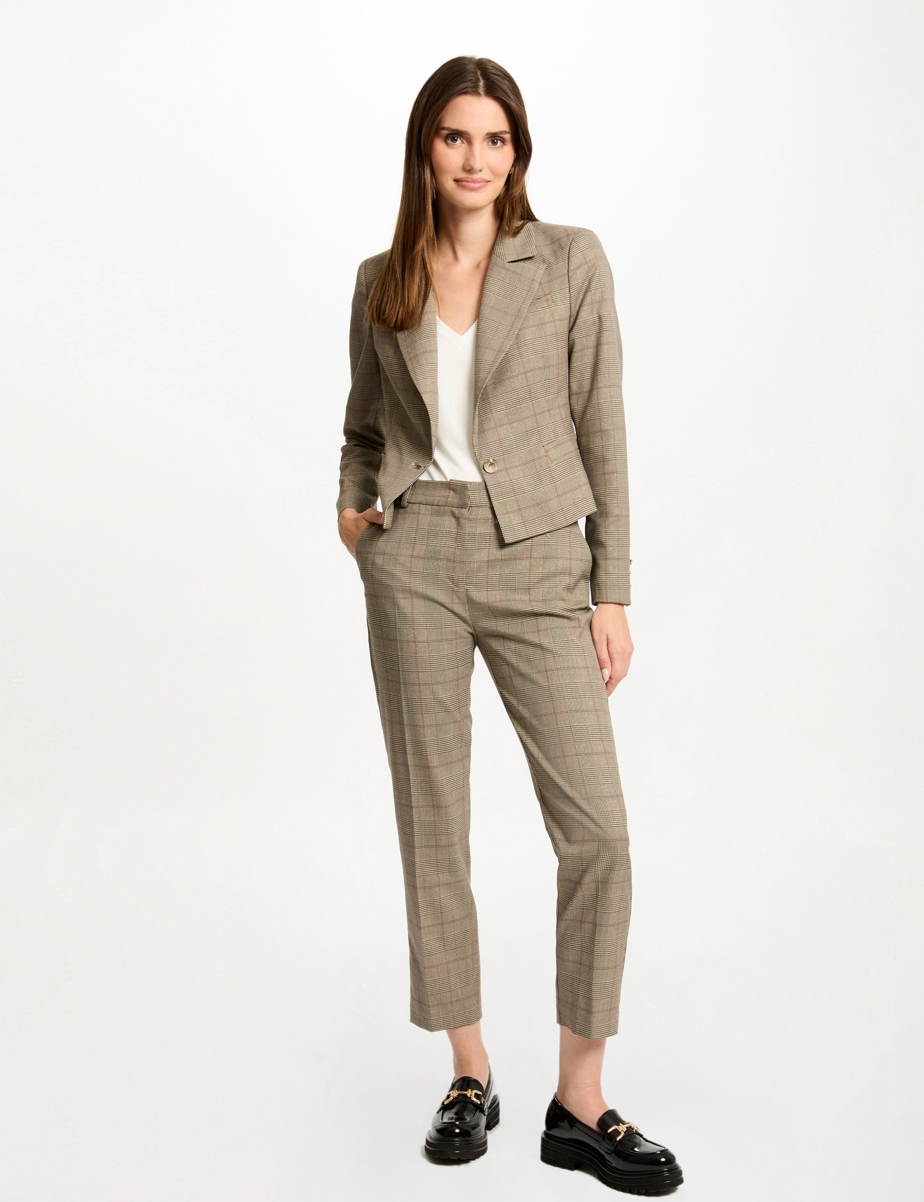 Blazer cintrée à carreaux multico femme