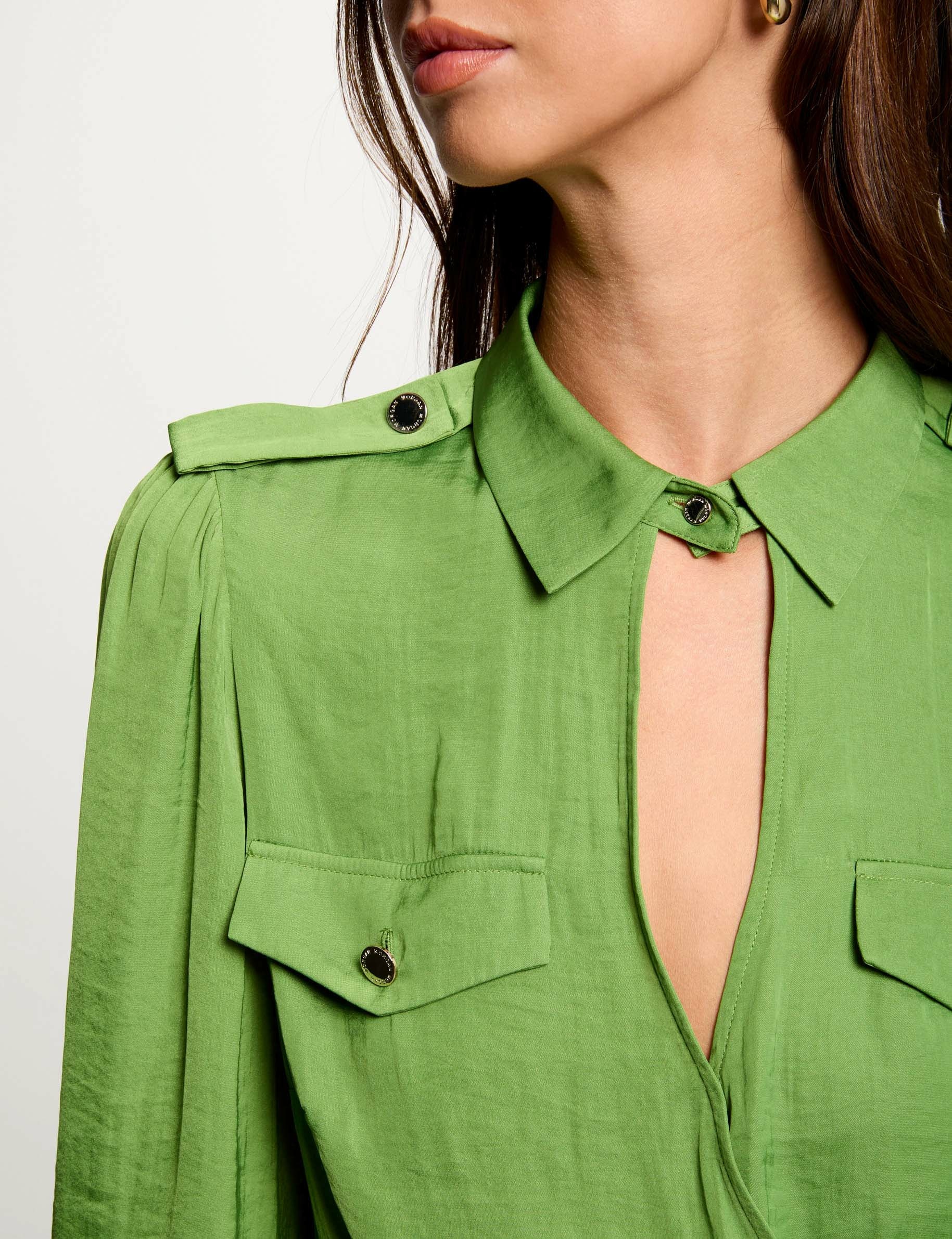 Blouse manches longues vert anis femme