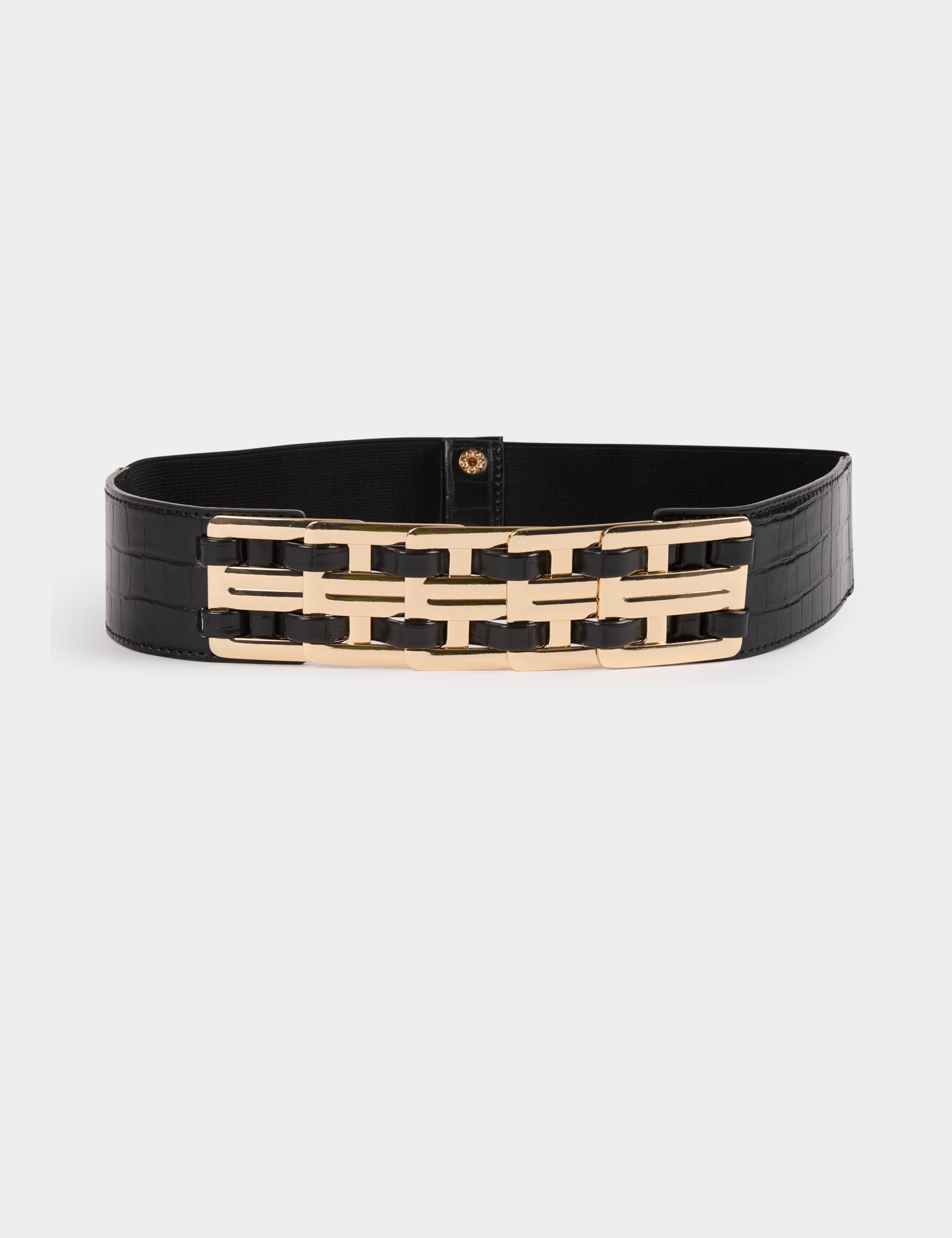 Ceinture élastiquée à boucles noir femme