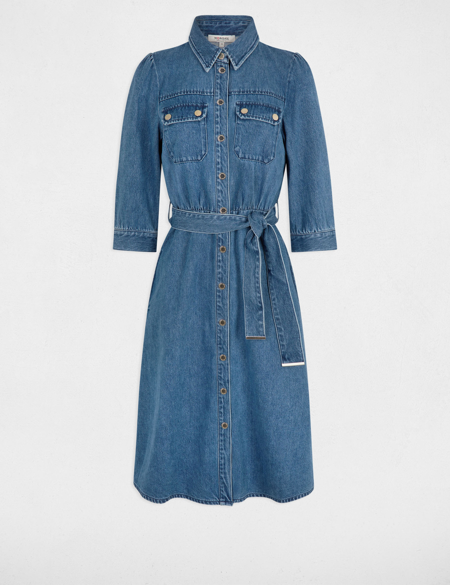 Robe chemise trapèze en jean jean stone femme