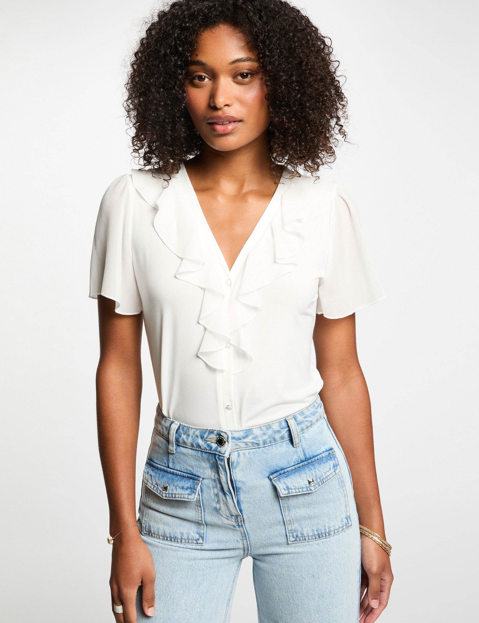 T-shirt manches courtes blanc femme