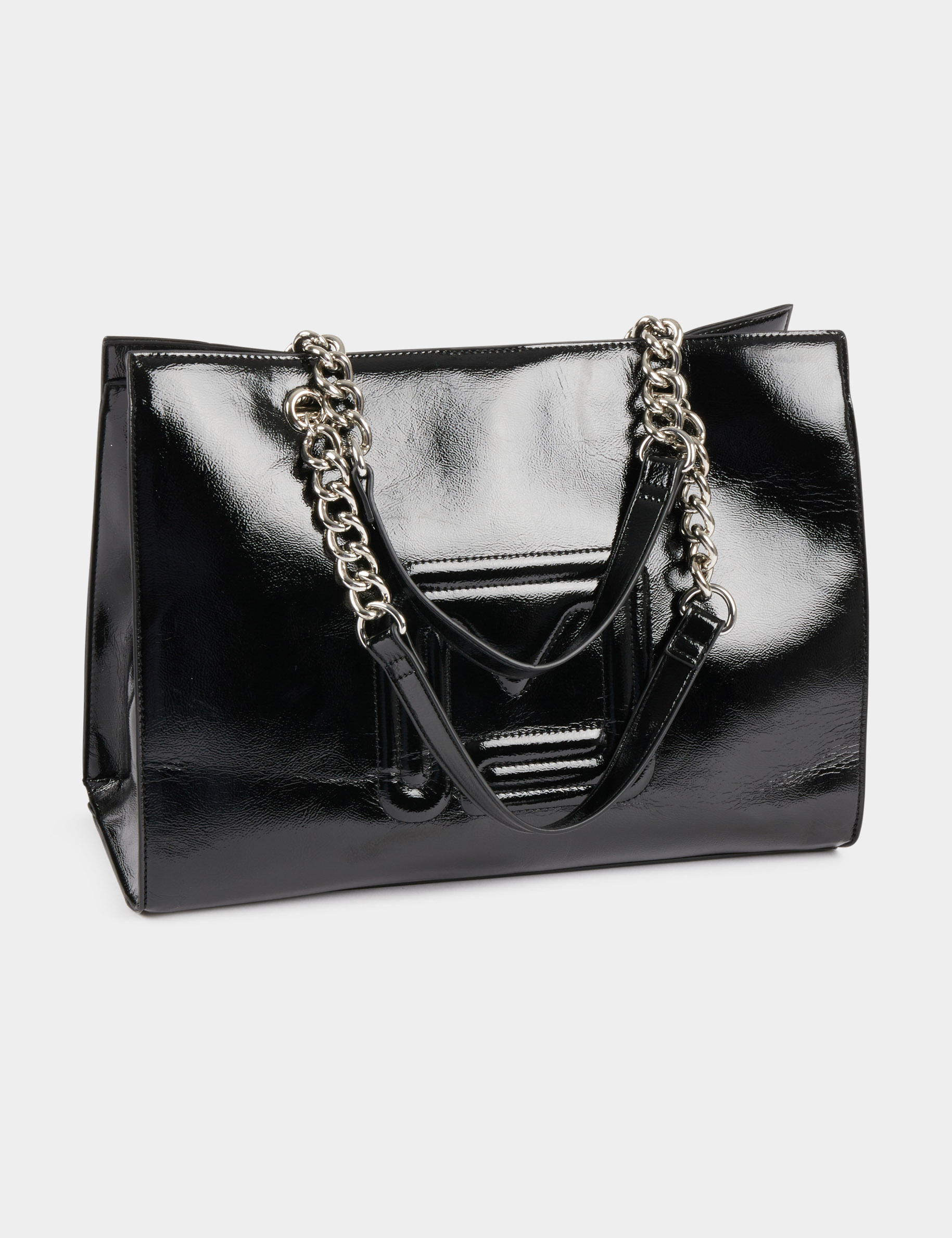 Sac cabas vernis logo M noir femme