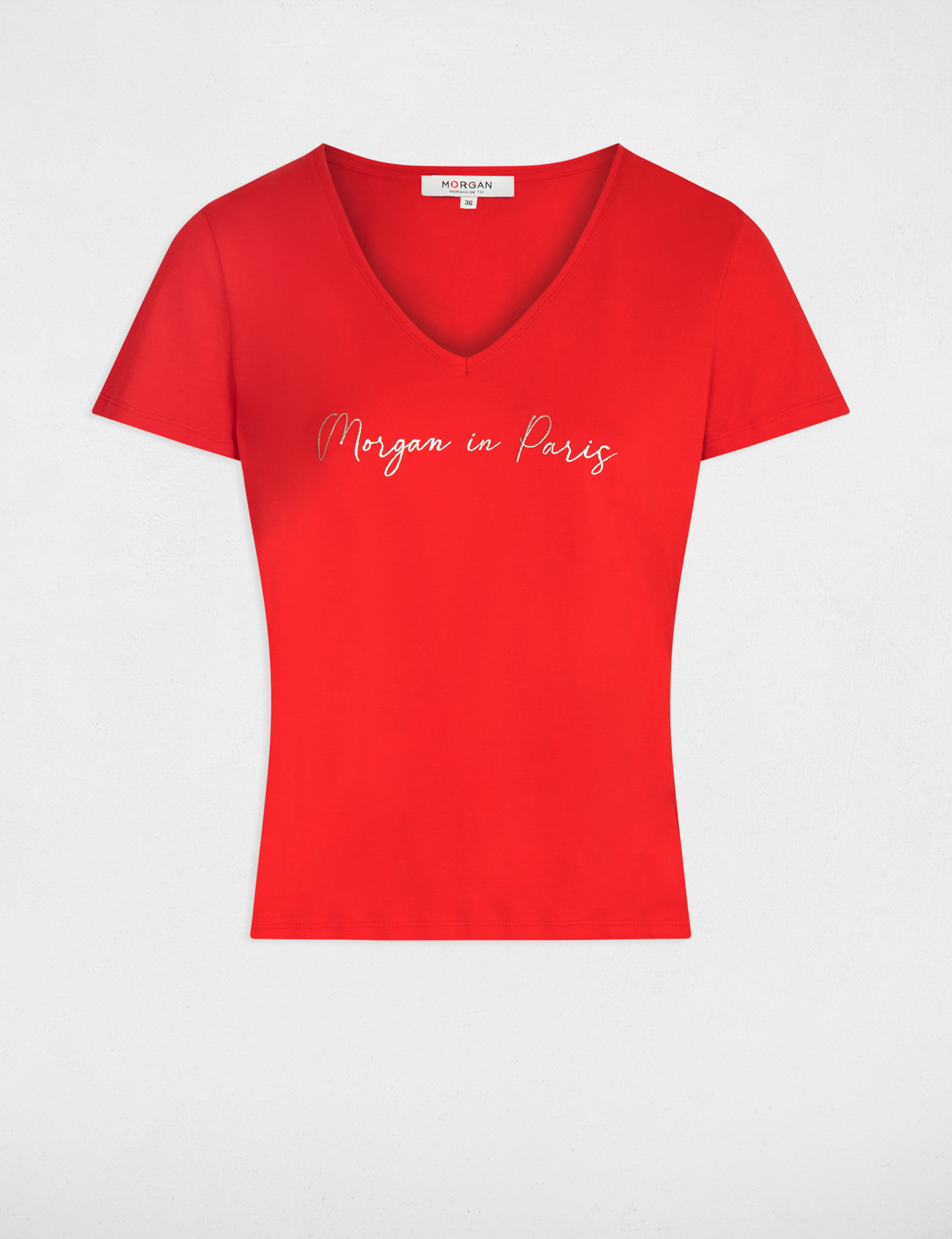 T-shirt met opschrift rood vrouw