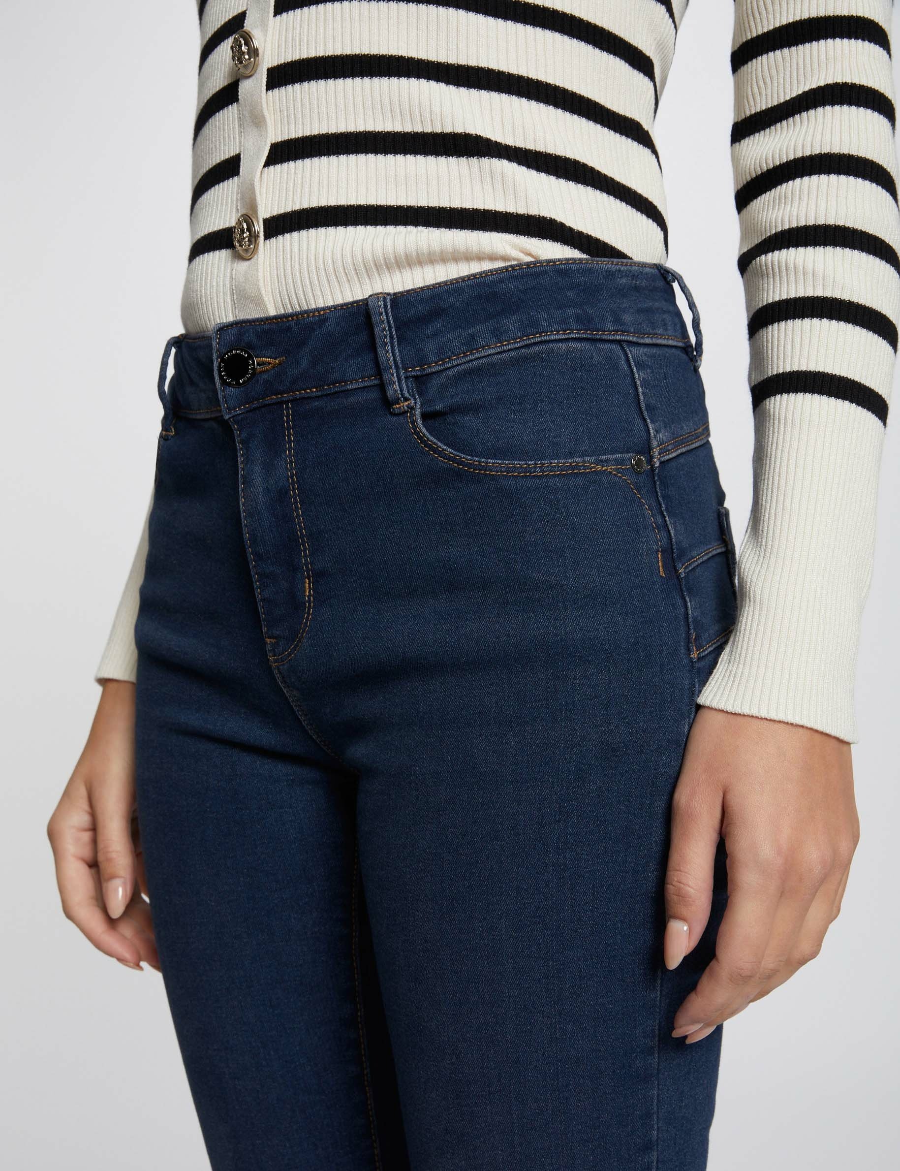 Slim fit jeans standaardmaat ruw denim vrouw