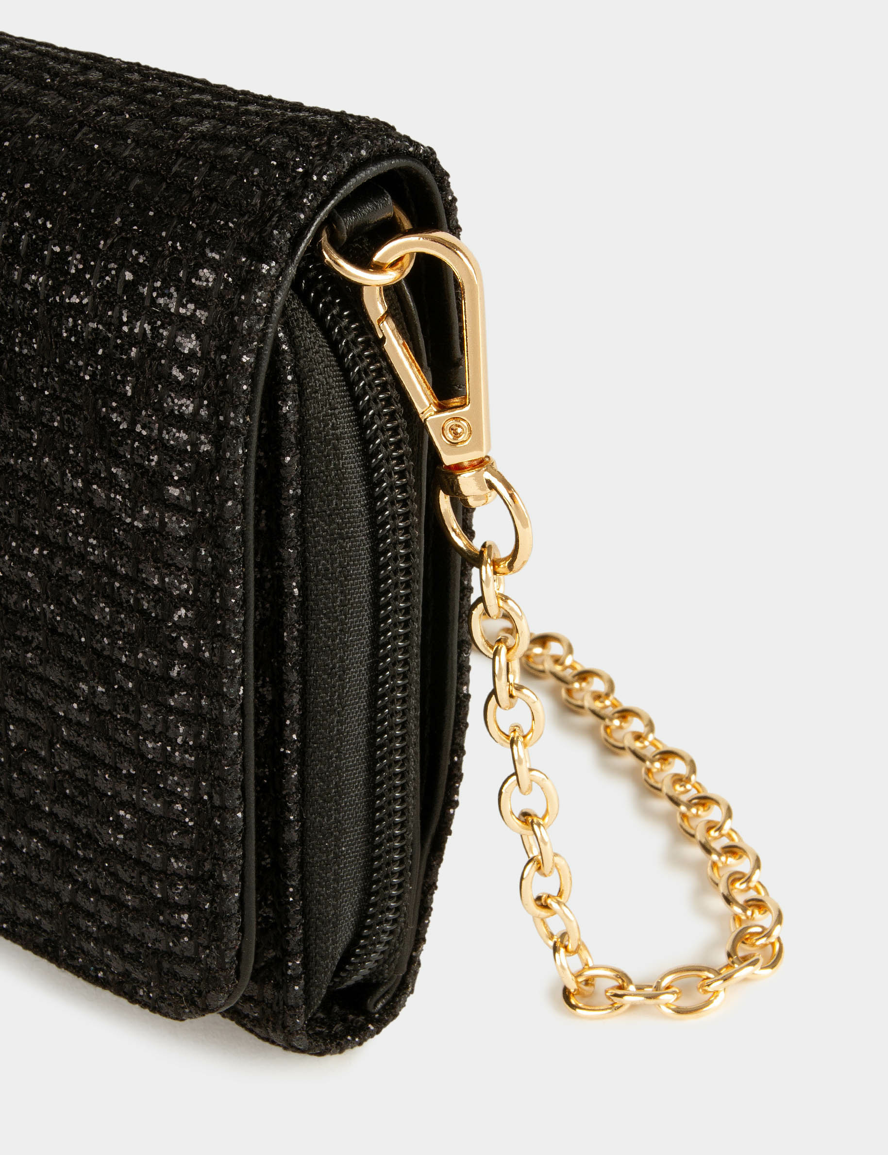 Sac pochette à paillettes noir femme