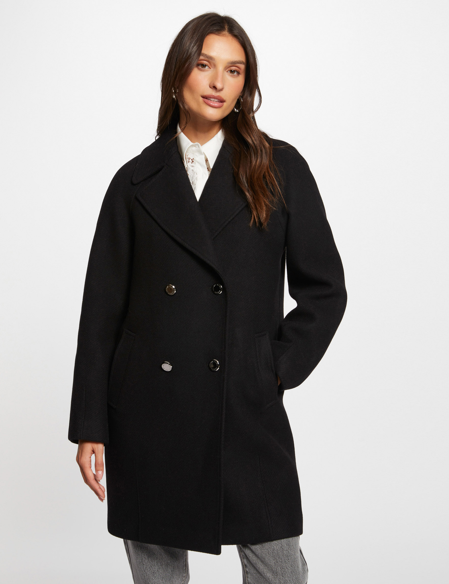 Manteau long ample noir femme