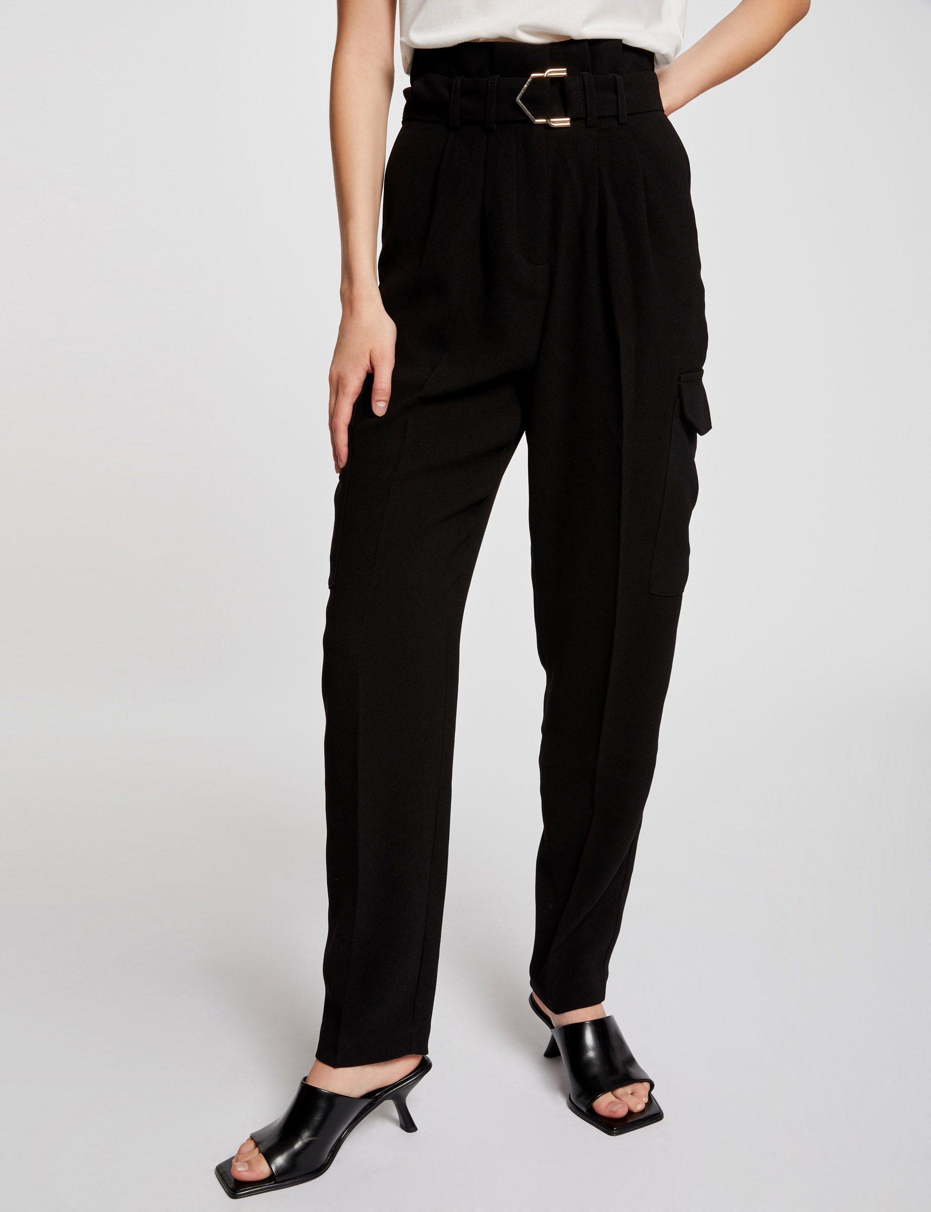 Pantalon carotte noir sale