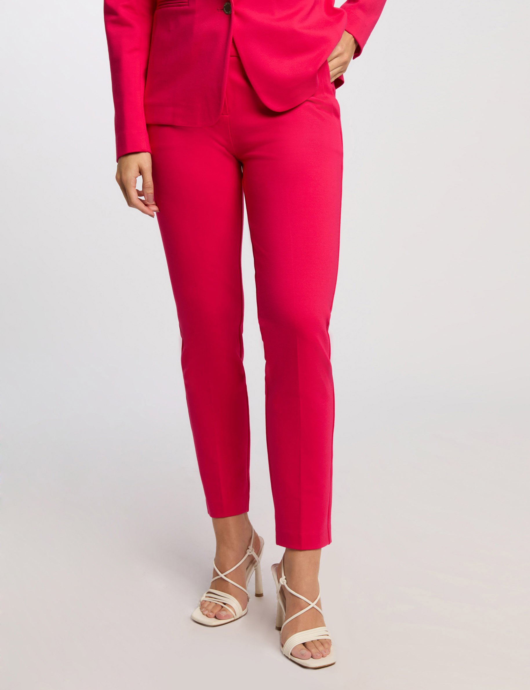 Pantalon cigarette à pinces rose framboise femme