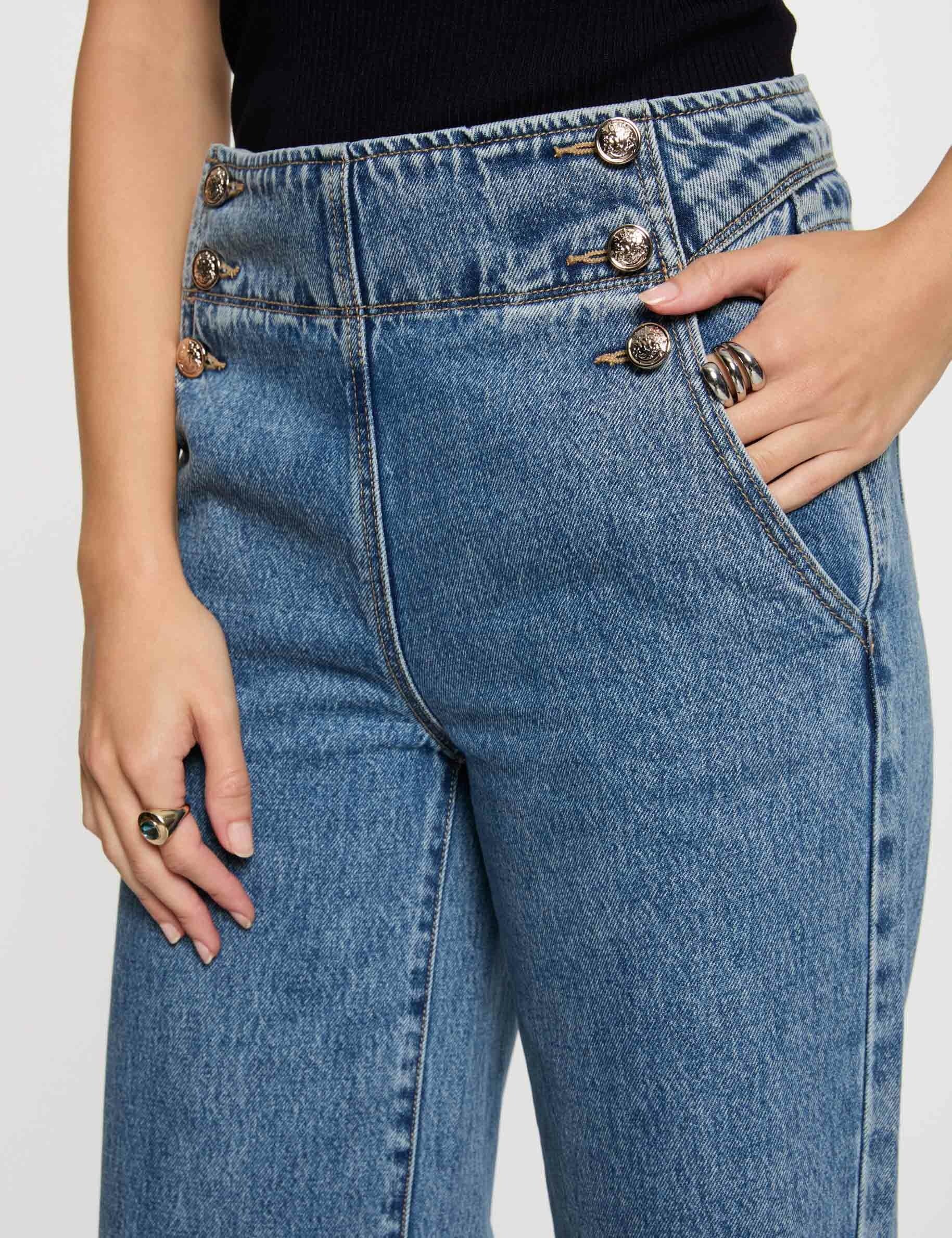 Jeans bootcut taille haute denim double stone femme