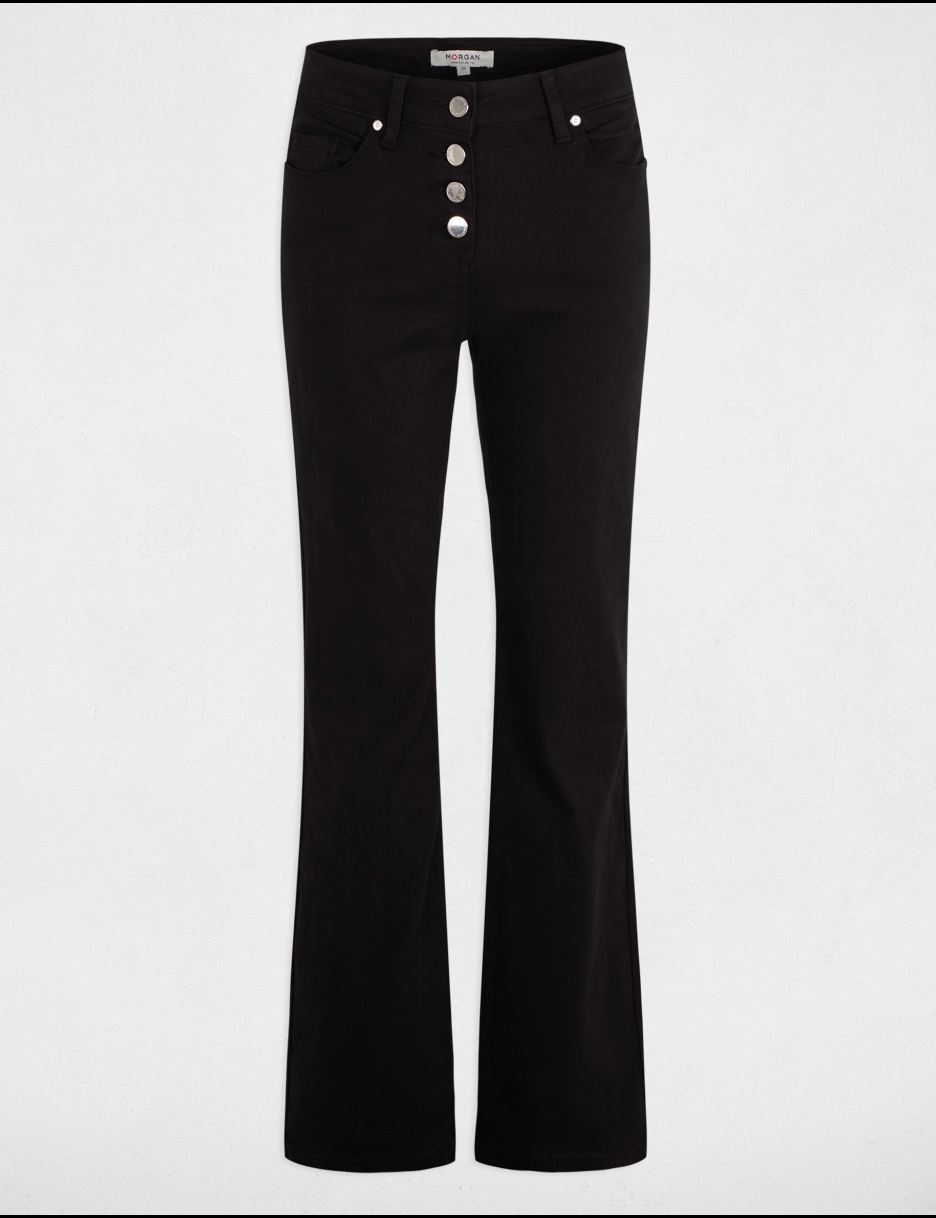 Pantalon bootcut boutonné noir femme