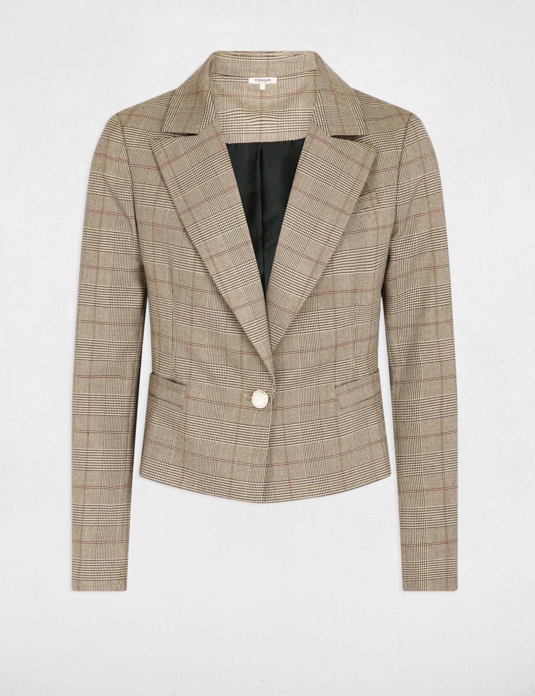 Blazer cintrée à carreaux multico femme