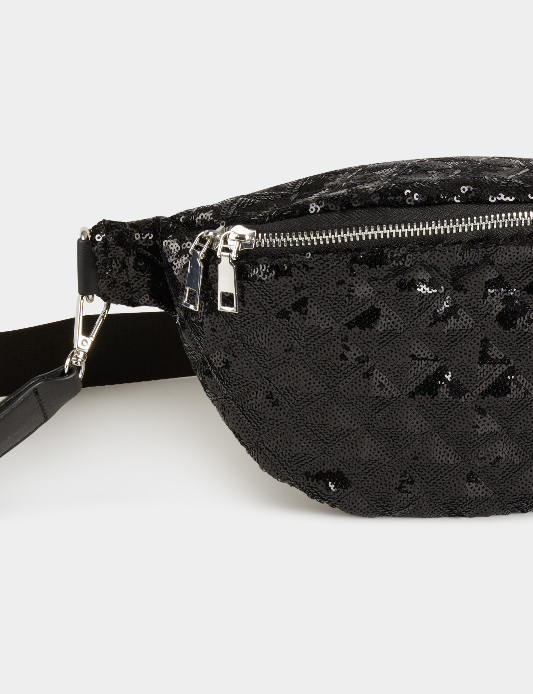 Sac banane à sequins noir femme