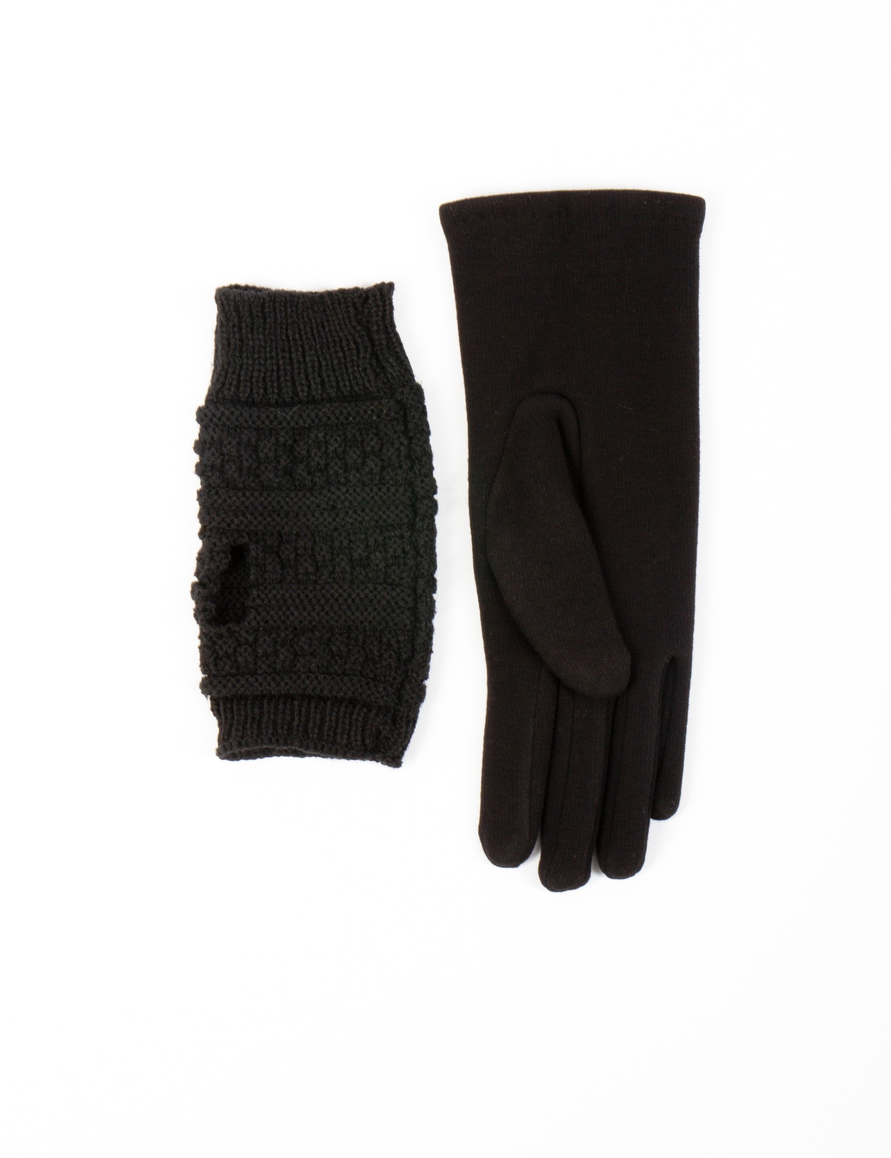 Gants en maille avec strass noir femme