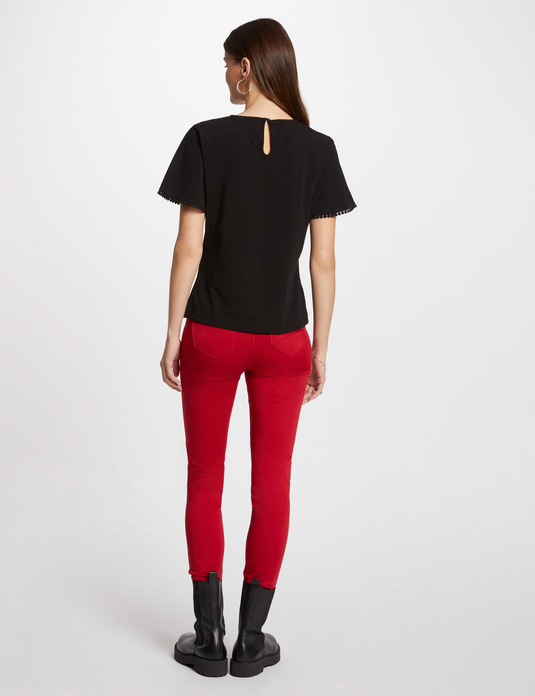 Slimfit jeans met ritsdetails medium rood vrouw