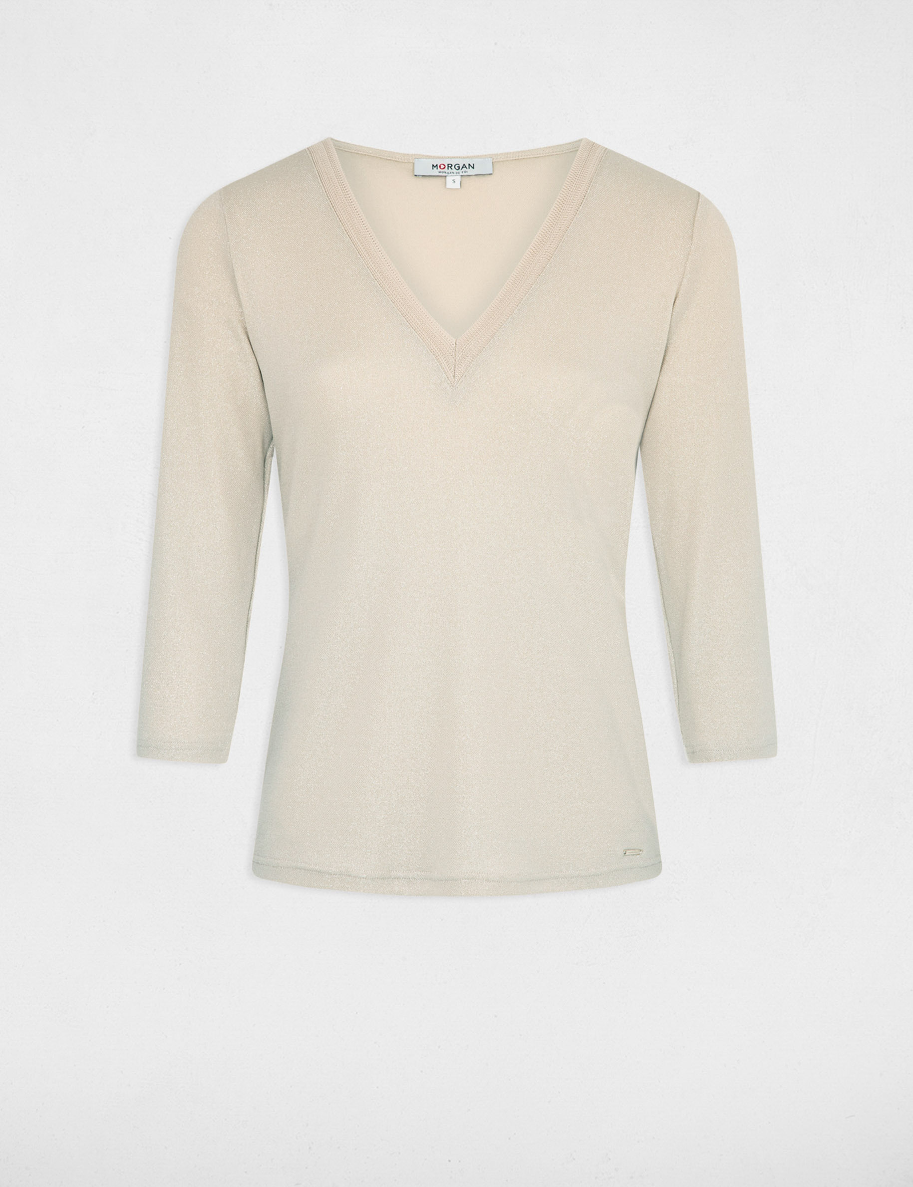 T-shirt manches 3/4 beige fonce femme