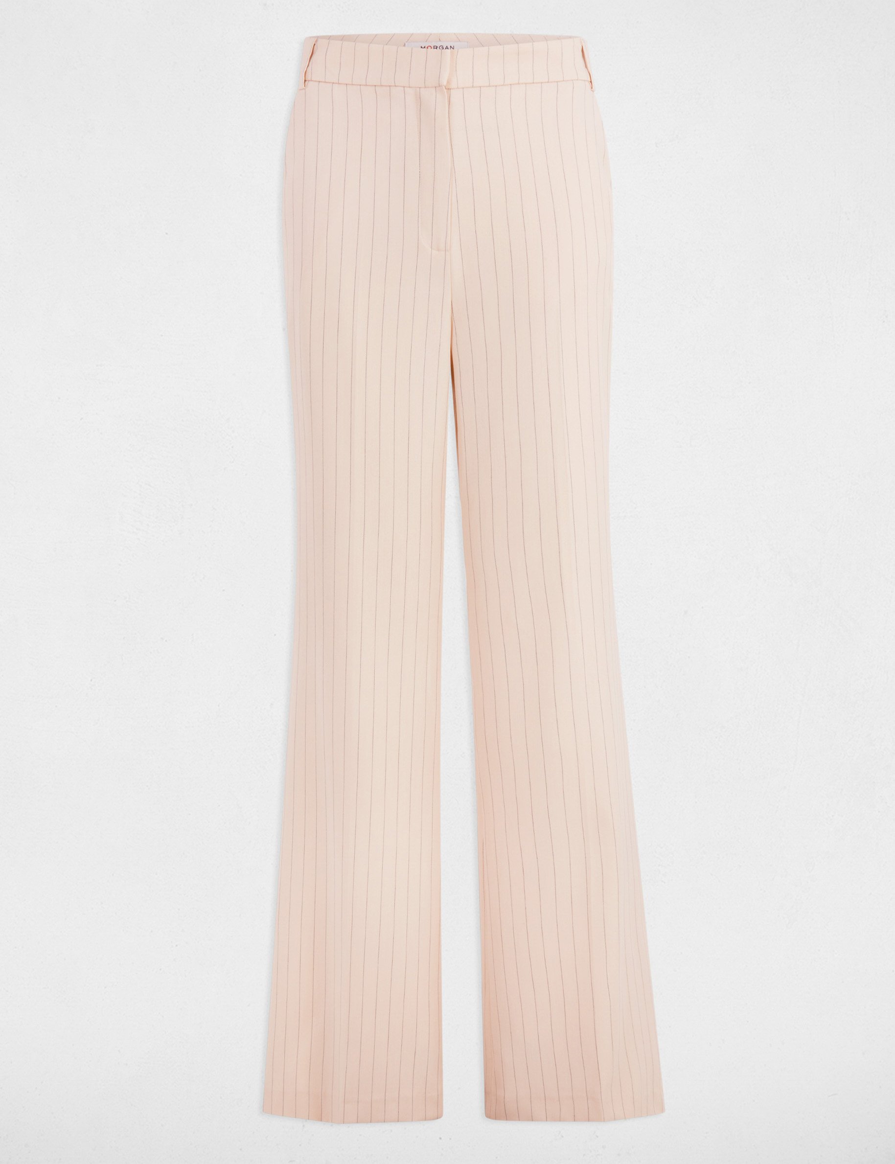 Pantalon large rayé rose clair femme