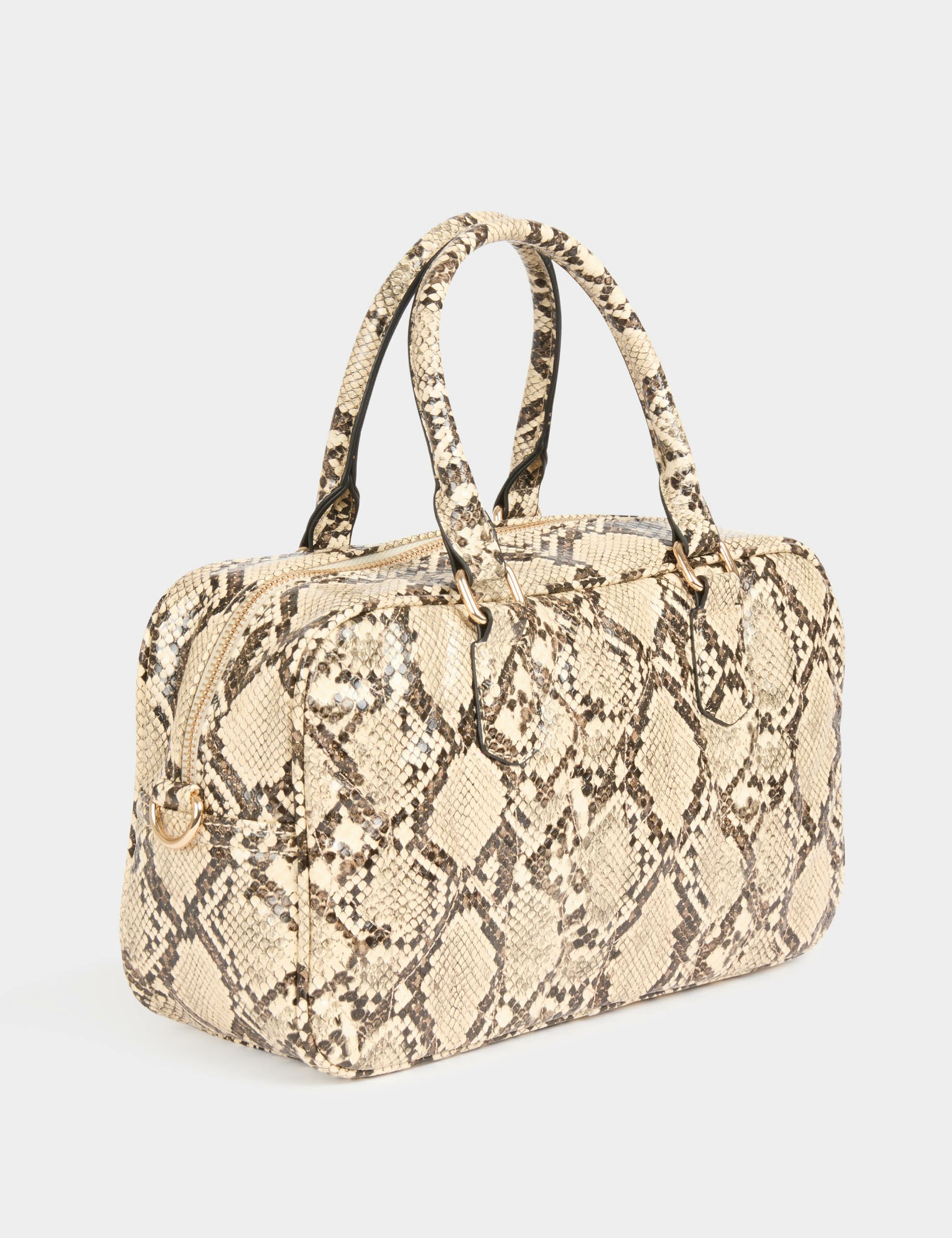 Sac bowling python sable femme