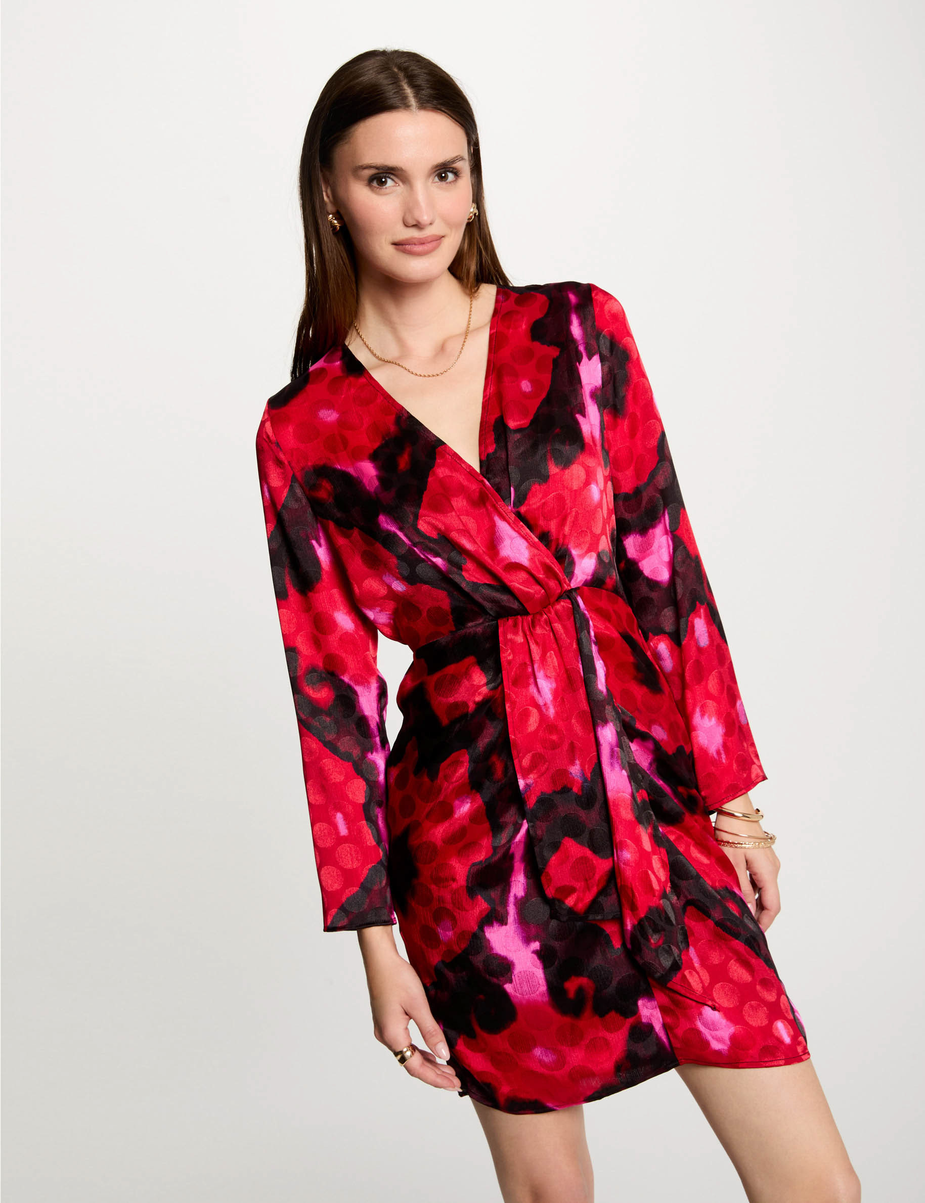 Robe courte ajustée imprimée multico femme