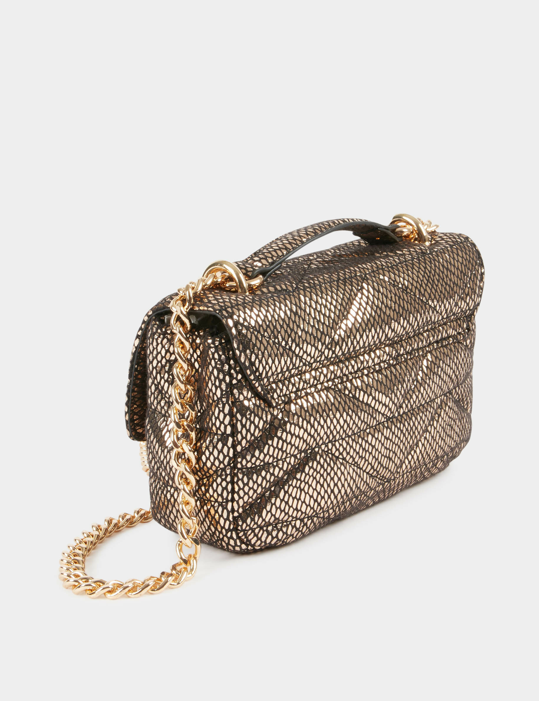 Glanzende matelassé clutch verguld vrouw