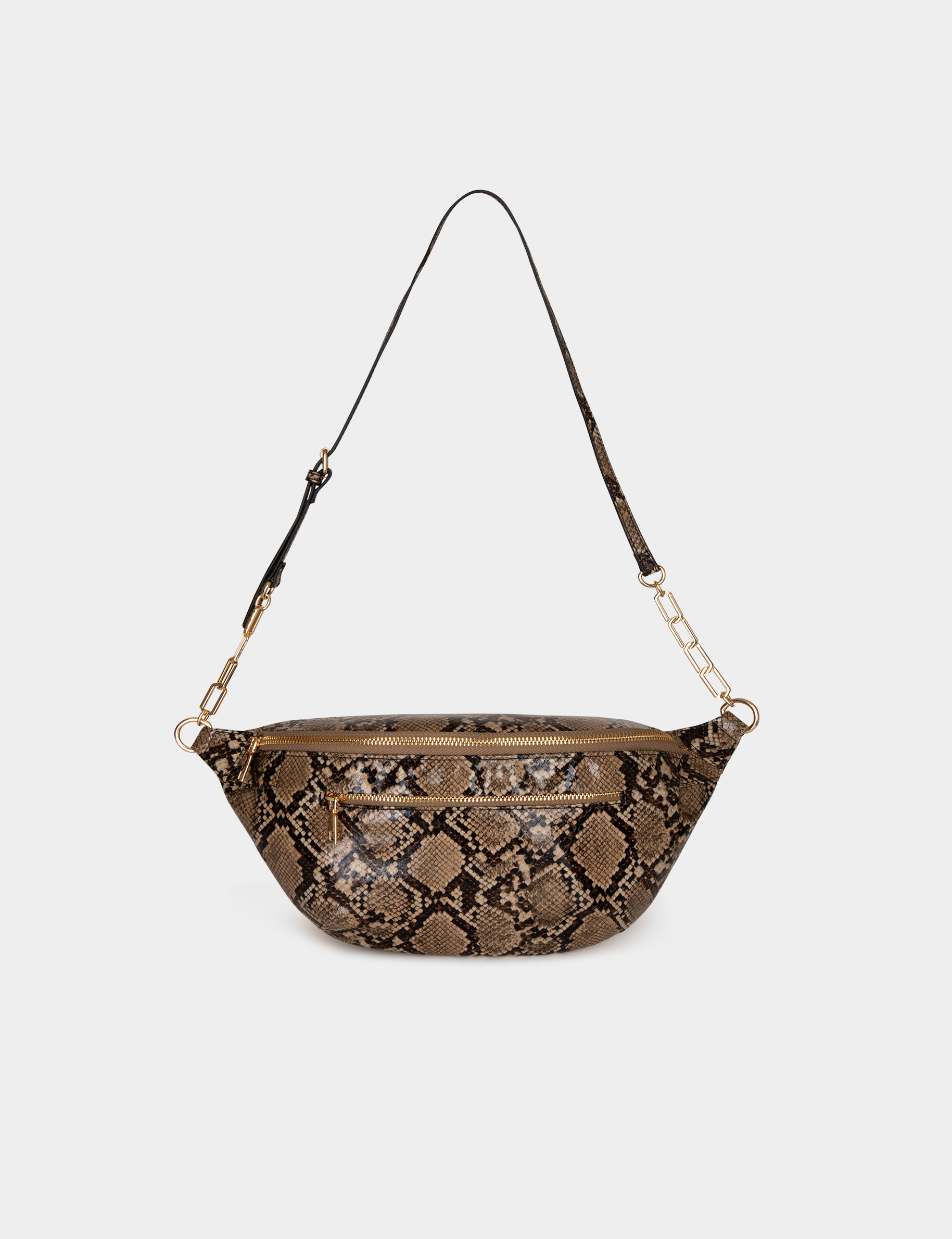 Sac banane aspect python taupe femme